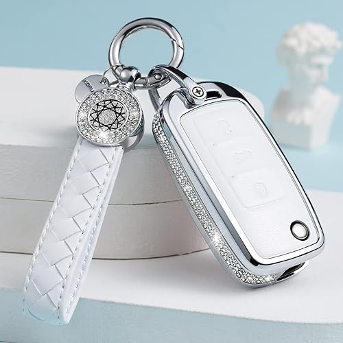 Miniatura 5 de Compatible con funda para llavero VW Volkswagen con llavero, Vw4-blanco