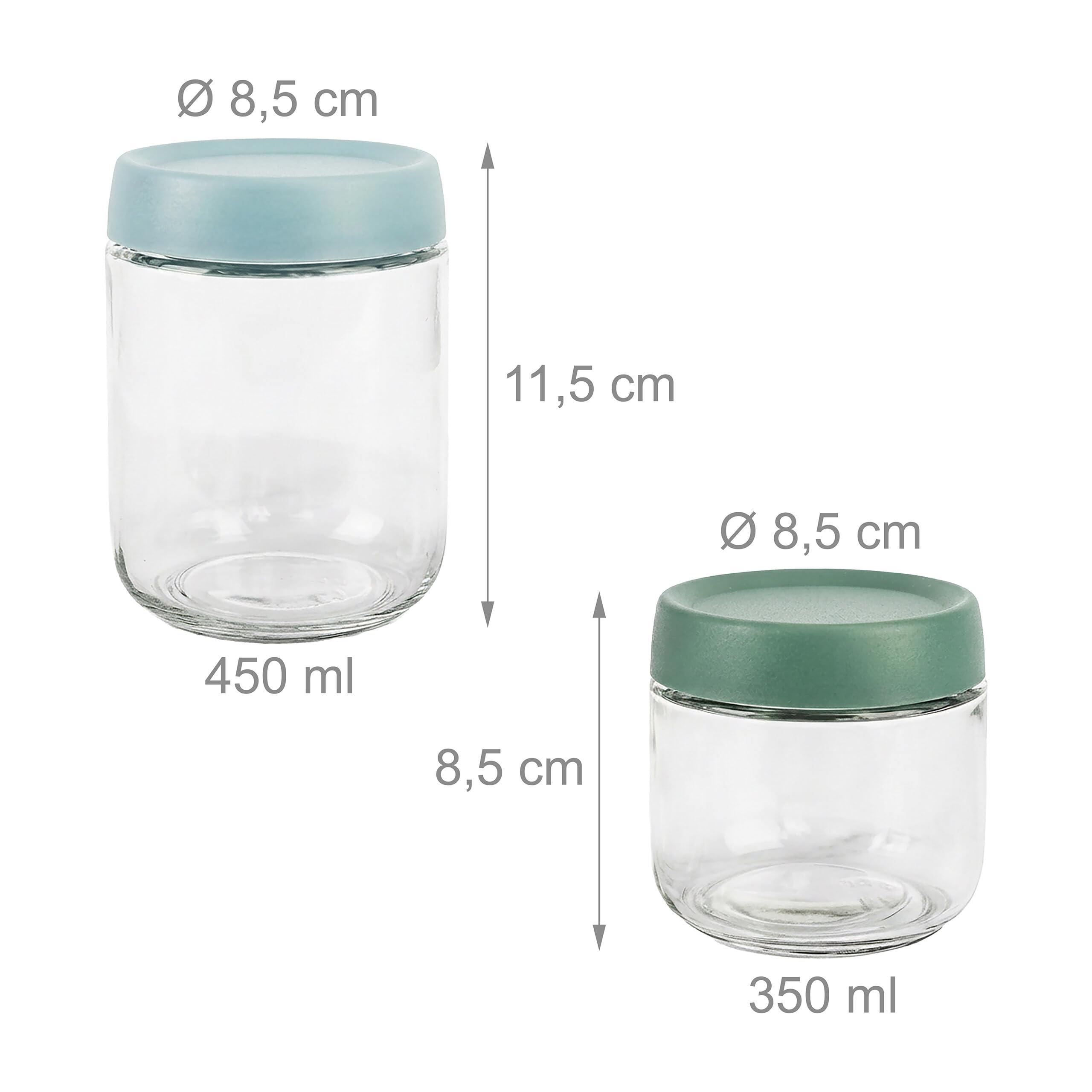 Relaxdays Frischhaltedosen & Einmachgläser, 18er Set, 4 Größen, transparent | Clipverschluss, Twist Off Deckel, Glasdosen