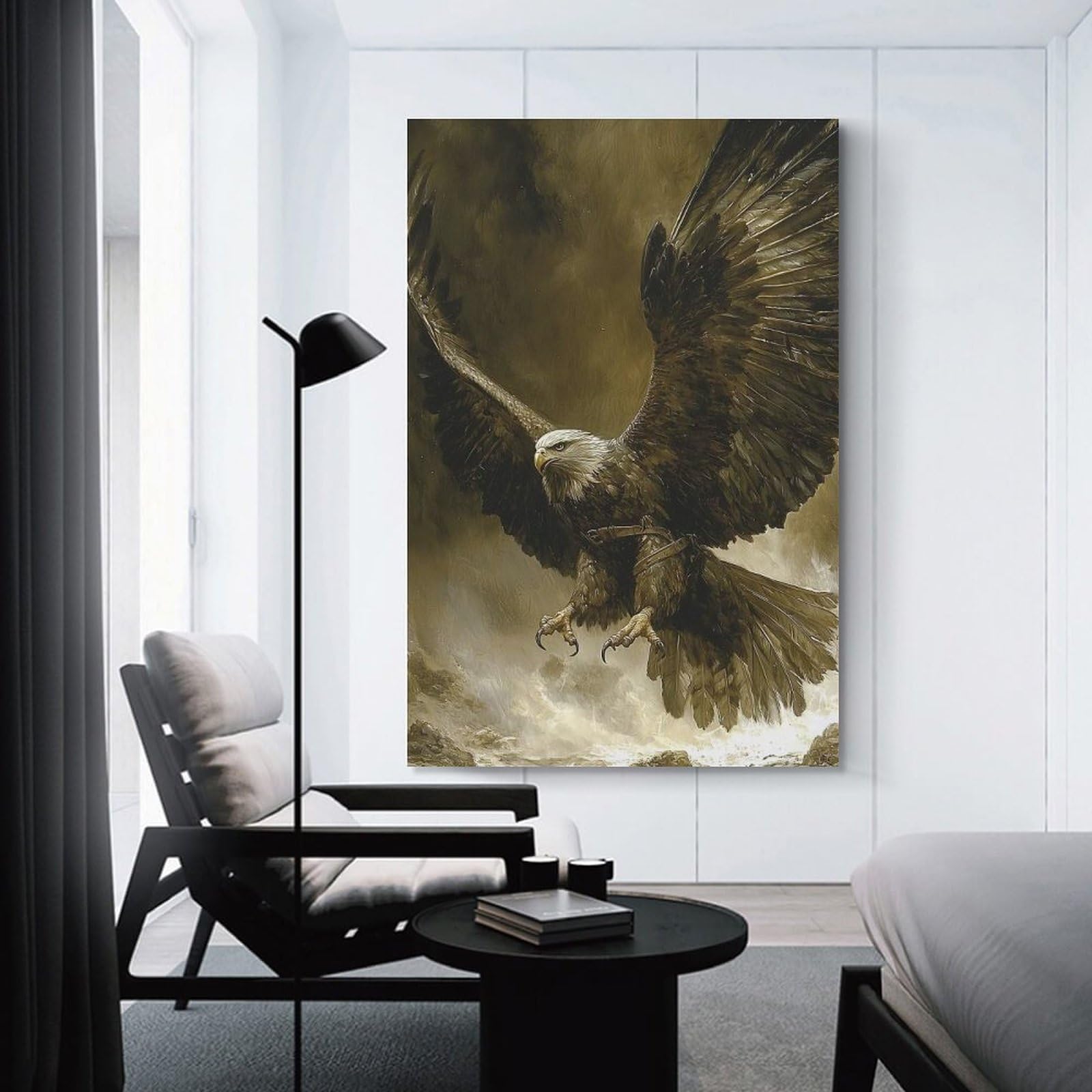 Junmoney Unframe-Style-2 Decorative Wall Artwork Majestic Eagle In Flight, 20X30inch(50X75cm), For Sofa Walls, Lounge Or Home Corners, Modern Wall Decor For Cosy Interiors