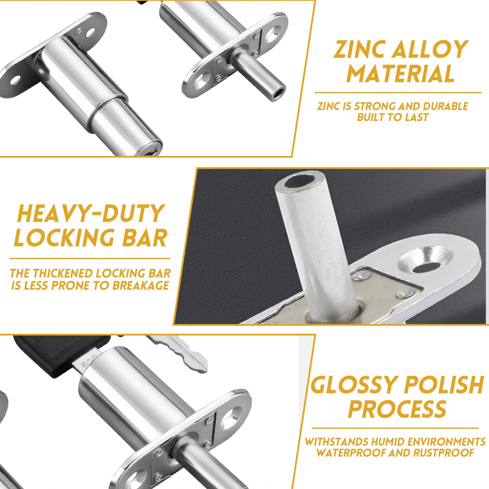 Cutefly 4 sztuki szafek Cam Lock, zamek szuflady ze stopu cynku, zamek cylindryczny do witryn, szafek na akta, szuflad, mebli i innych przedmiotów, które muszą być zamknięte
