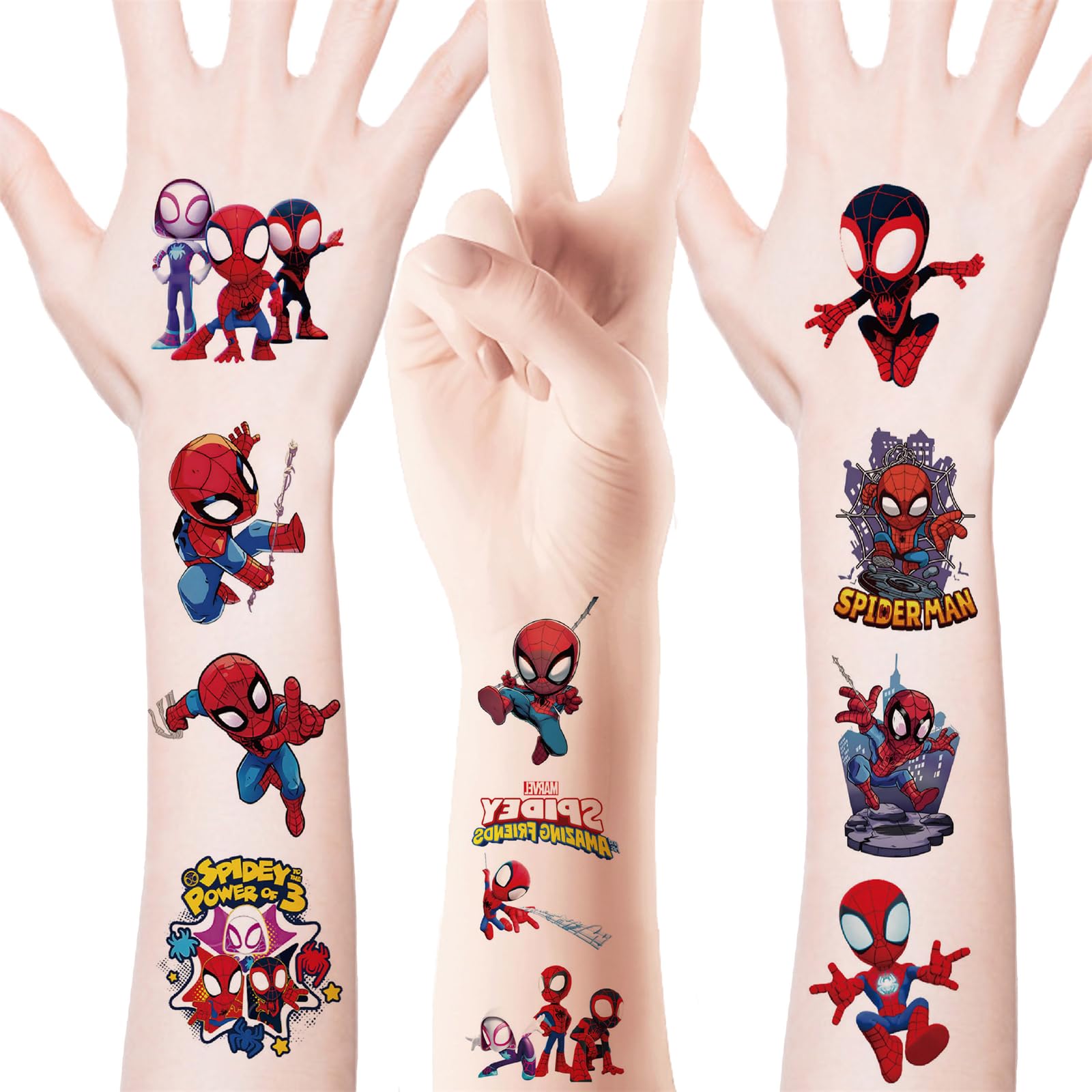 20PCS Cute Spider-man Temporary Tattoos Stickers,Cartoon Waterproof Temporary Tattoos Stickers for Kids,Classroom Reward Supplies,Birthday Party Halloween and Christmas Surprise Decoration Supplies SPDWS
