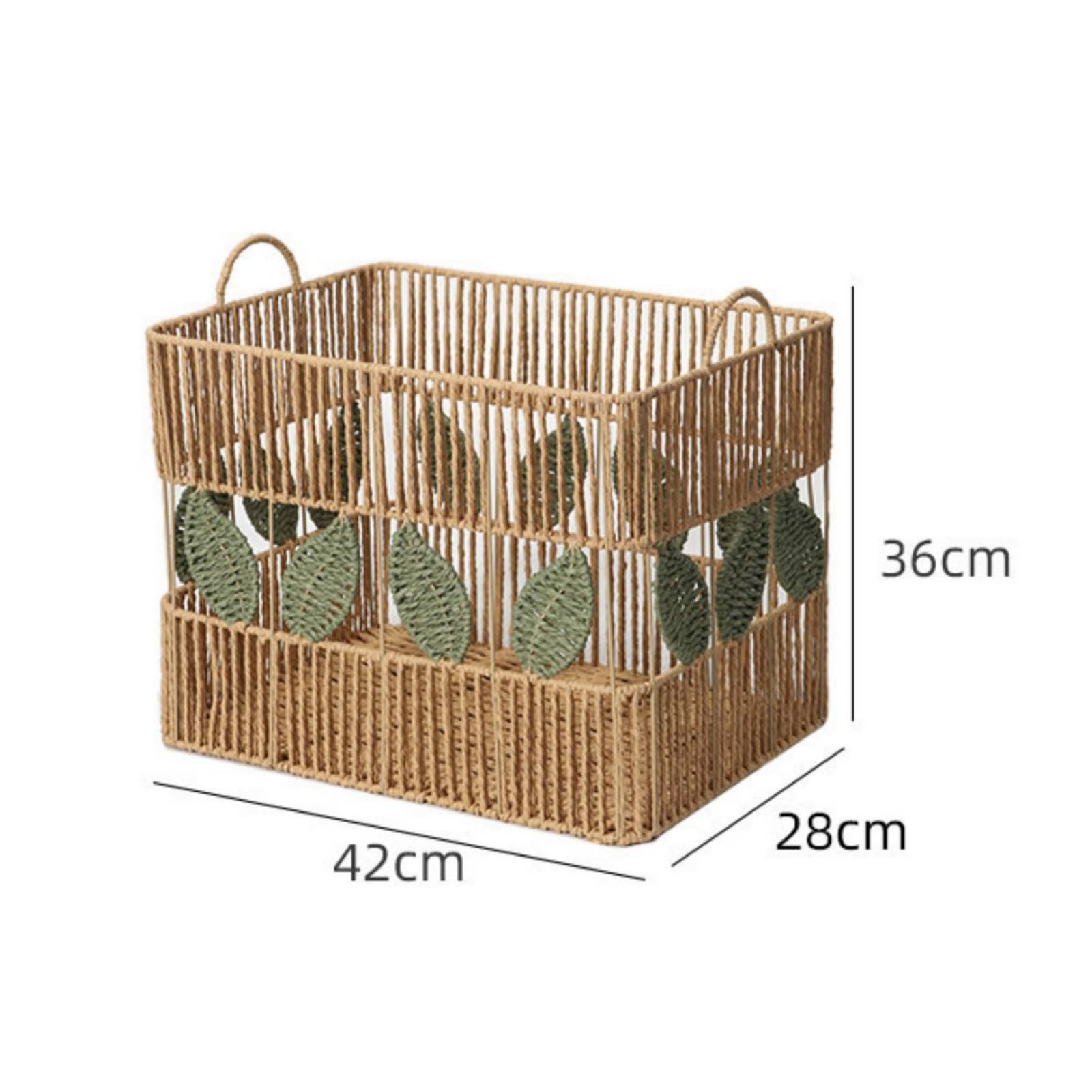 Qianly Cesto Portabiancheria con Manici Decorativo Cesto Intrecciato a Mano Traspirante Cestino per Bagno, Cesto Portaoggetti In Corda Intrecciata Con Doppie Maniglie - Medio