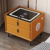 Modern side table with fingerprint lock, home bedside table with stereo, smart nightstand with wireless charging, with usb interface, three-color lamp, suitable for bedroom, living room ( Color : Oran