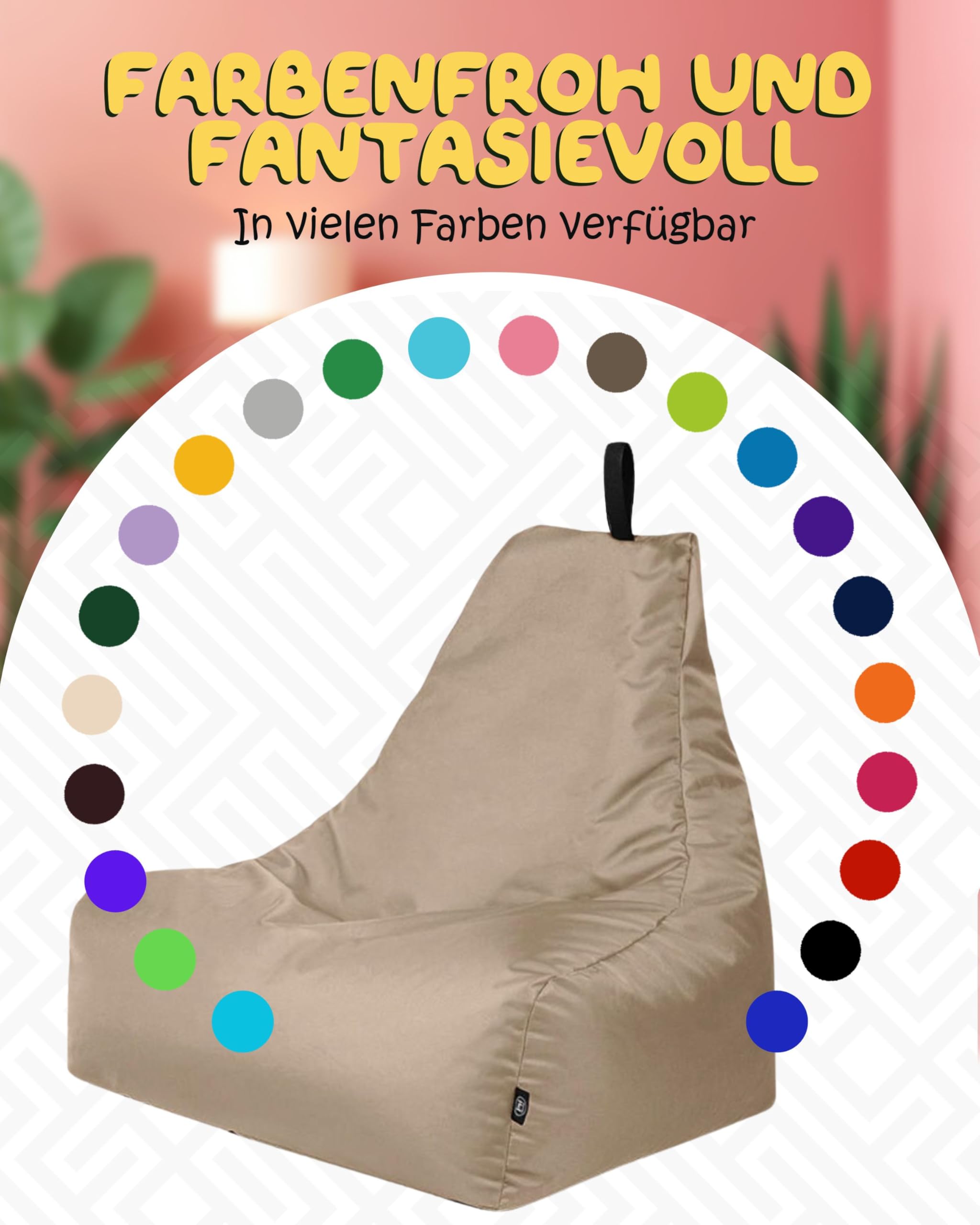 PATCH HOME Lounge Sessel XXL Gamer Sessel Sitzsack Sessel Sitzkissen In & Outdoor geeignet fertig befüllt | XXL - Beige - in 2 Größen und 25 Farben