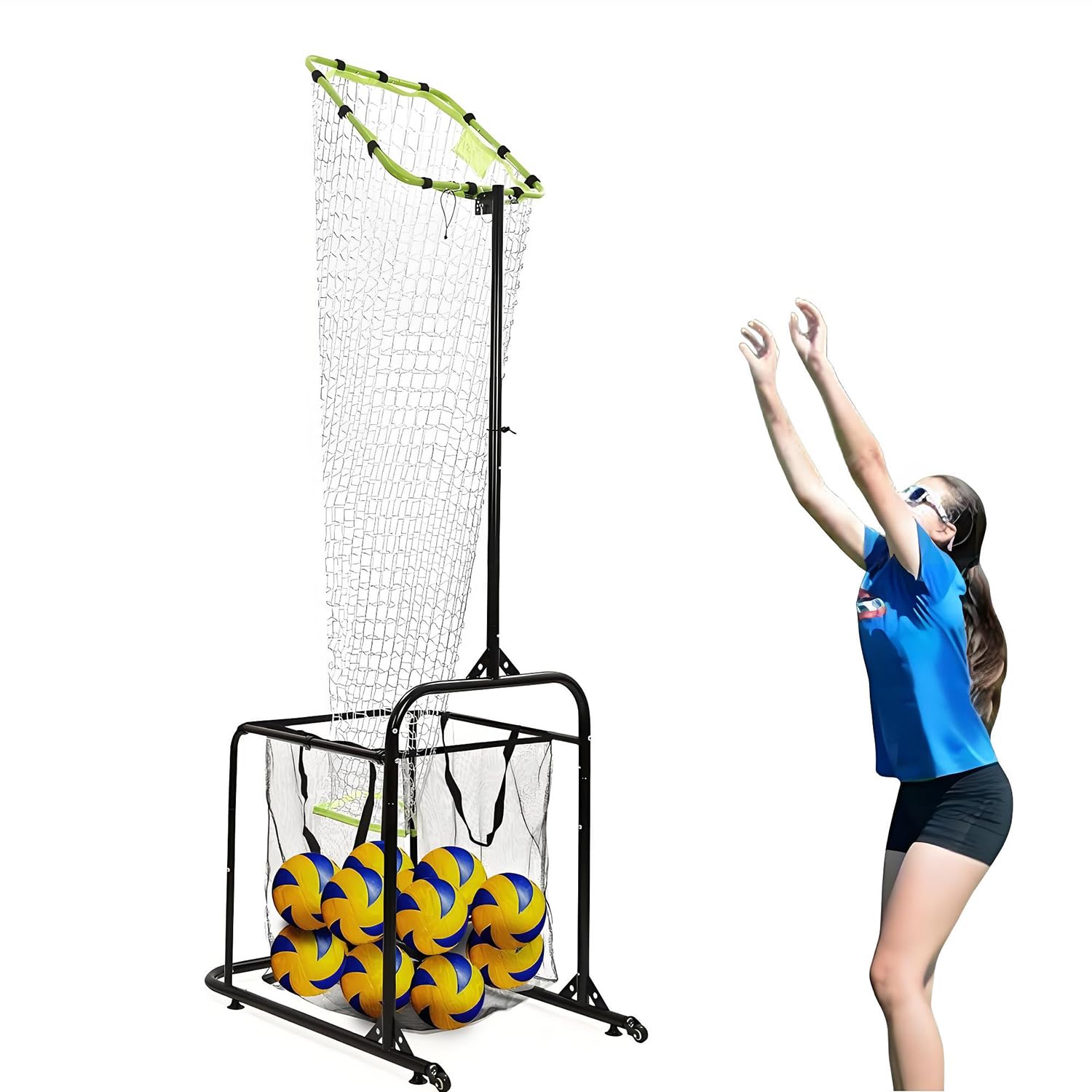 Réseau d'entraînement à la pratique du volley-ball mobile avec sac de collecte