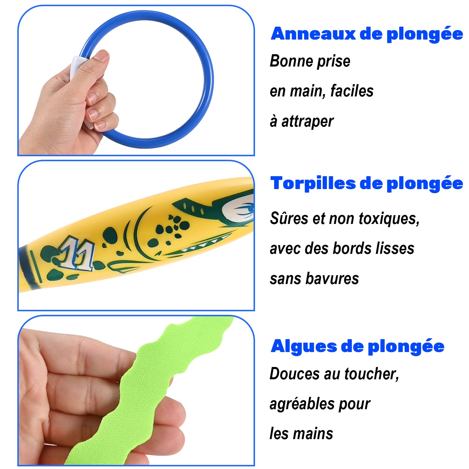 Lot De 2 Anneaux De Plongée 2,5 M – Jouets De Piscine En TPE – Pour Enfants Et Adultes – Parcours Sous-Marin, Jeux Aquatiques, Entraînement Apnée – Cadeau Été