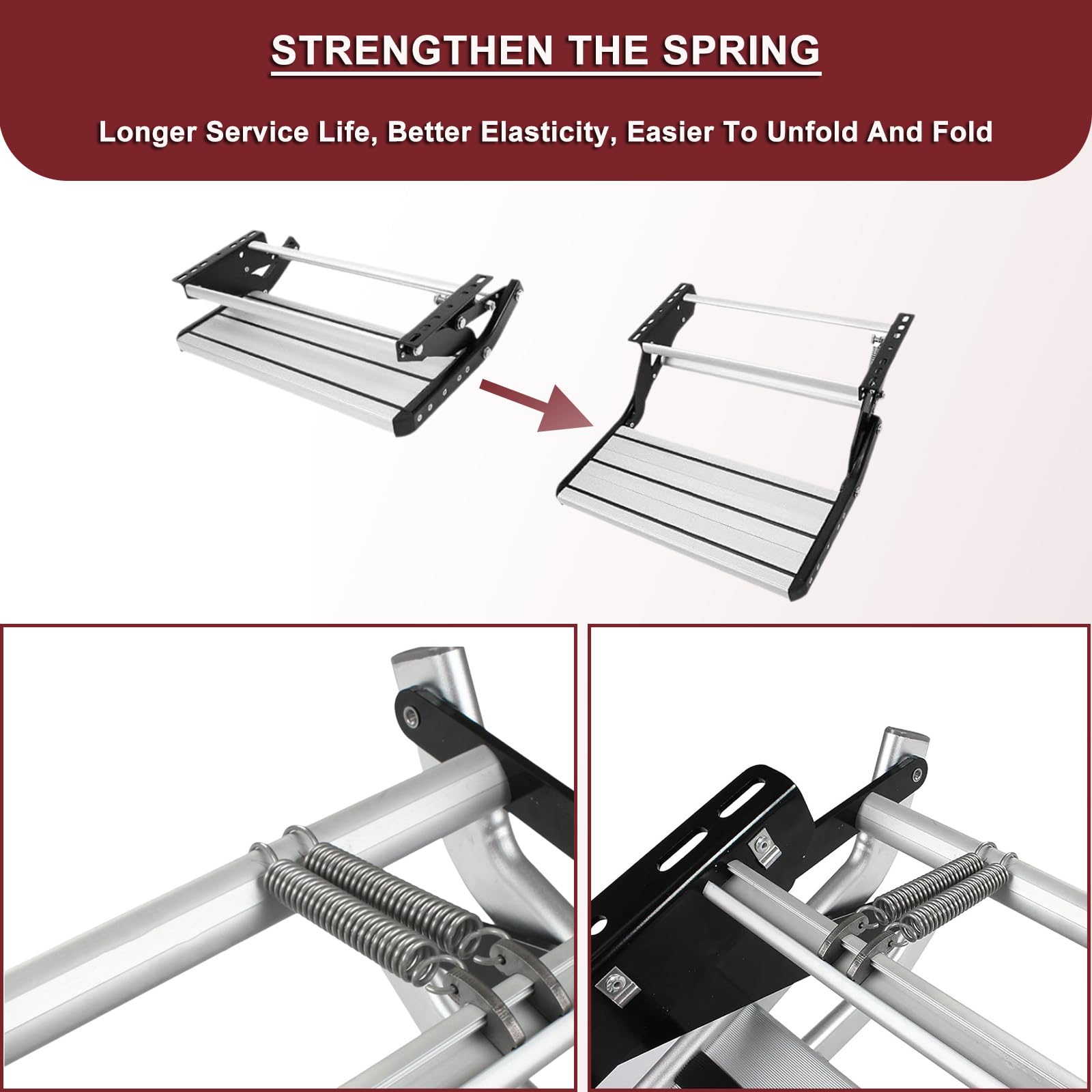 Scalino Inferiore Ingresso Porta Camper, Sgabello Camper, Scalini Pieghevoli In Lega Alluminio Camper, Capacità Carico 440 Lbs 200 Kg, Per Camper Autocaravan Caravan Single-layermanual(withlight)