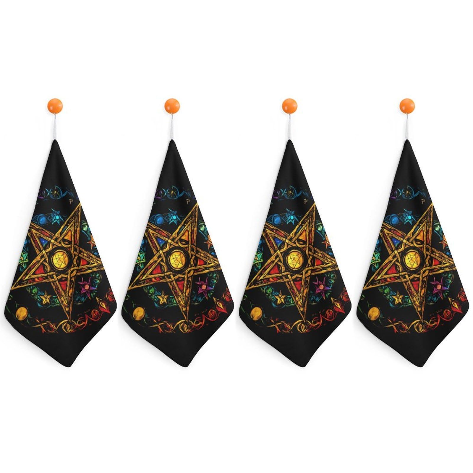 CGSBNGHA Wiccan Pentagram Witchcraft Magic Pagan Star Hand Towel Hanging Face Towels Cleaning Cloths Handkerchief for Bathroom Kitchen
