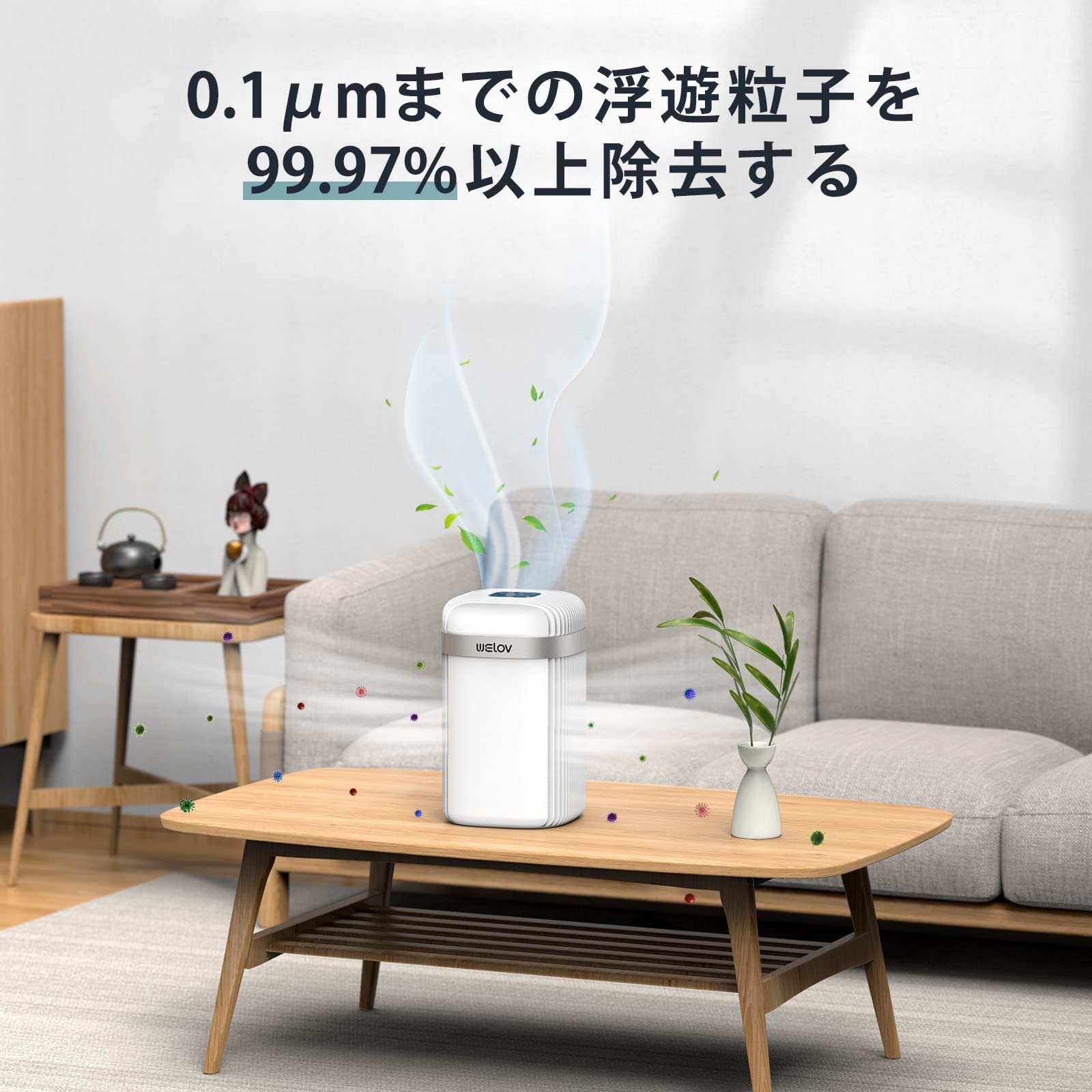 Amazon.co.jp: WELOV 寝室用空気清浄機：45畳 ペットアレルギー喘息用 