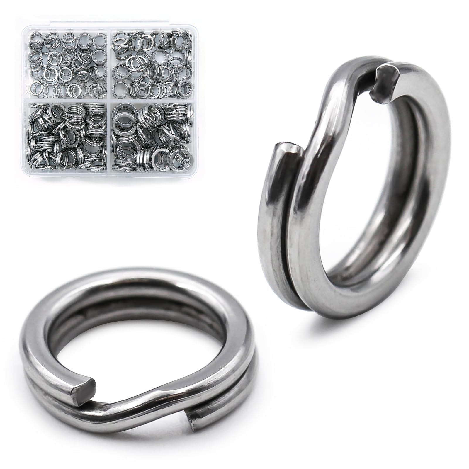 9KM DWLIFE Fishing Split Rings - 50Pcs Stainless Steel Double Ring Clips Snaps for Fishing Hooks Lures Connector Size 7
