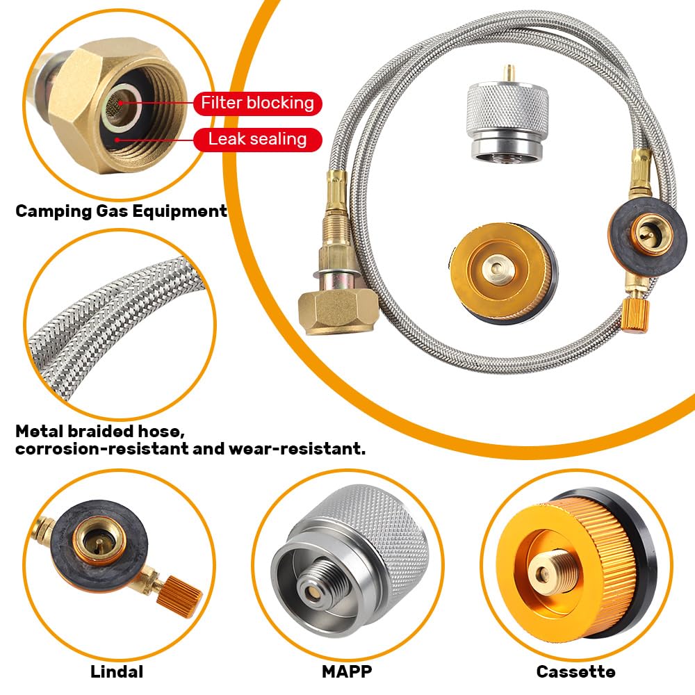 Adaptateur GPL Bouteille de Gaz, Adaptateur Cartouche Camping Gaz | Facile à Utiliser, Adaptateur de Propane Tuyau de Rechange pour Convertisseur Cuisinière à Gaz Extérieure
