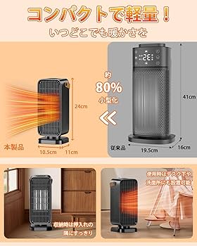 Amazon | Yokepro セラミックヒーター【2025冬新登場】 小型 速暖 電気