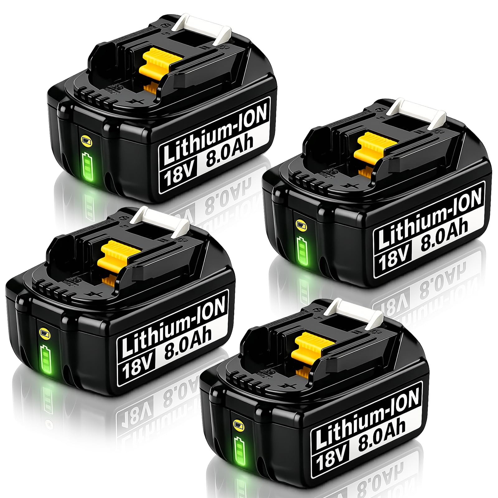 4 Count 8000mAh BL1860B 18V Replacement for Makita 18V Battery