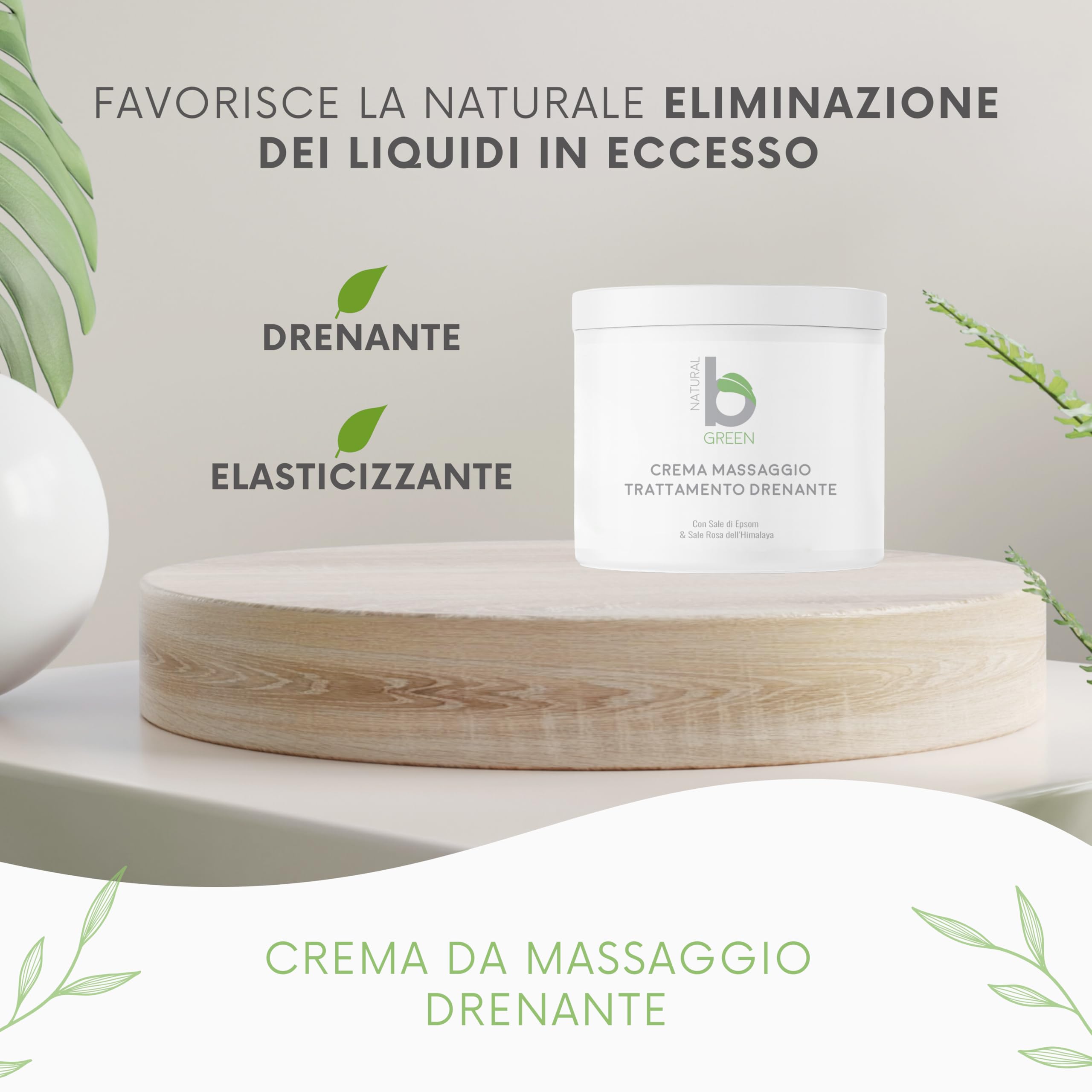 Crema da Massaggio Professionale Drenante e Anticellulite, Ingrediente da agricoltura Biologica e Made in Italy (500 ml)