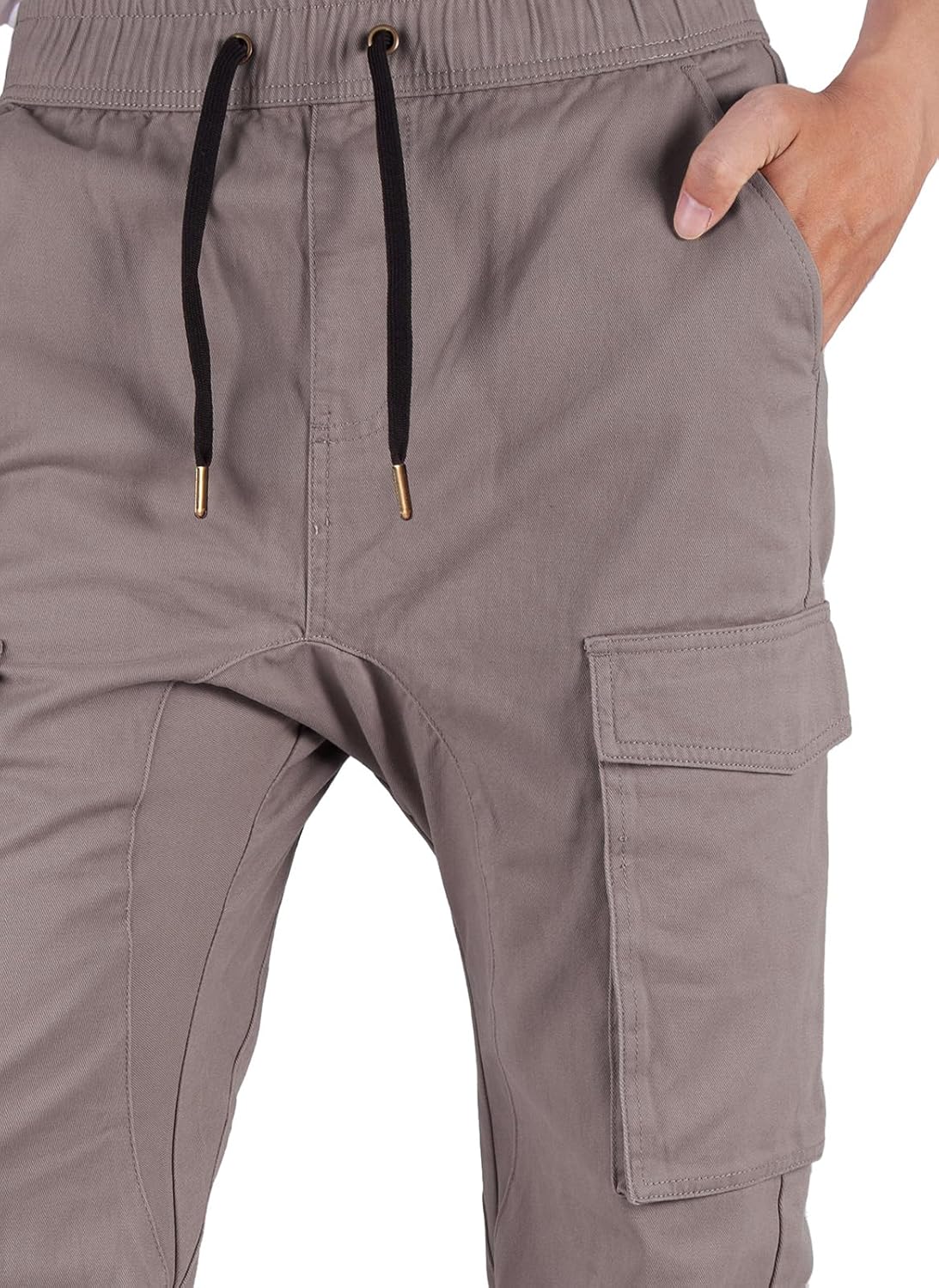 ITALYMORN Mens Khaki Joggers Casual Cargo Joggers Black Cargo Pants Drawstring Waist - Image 7