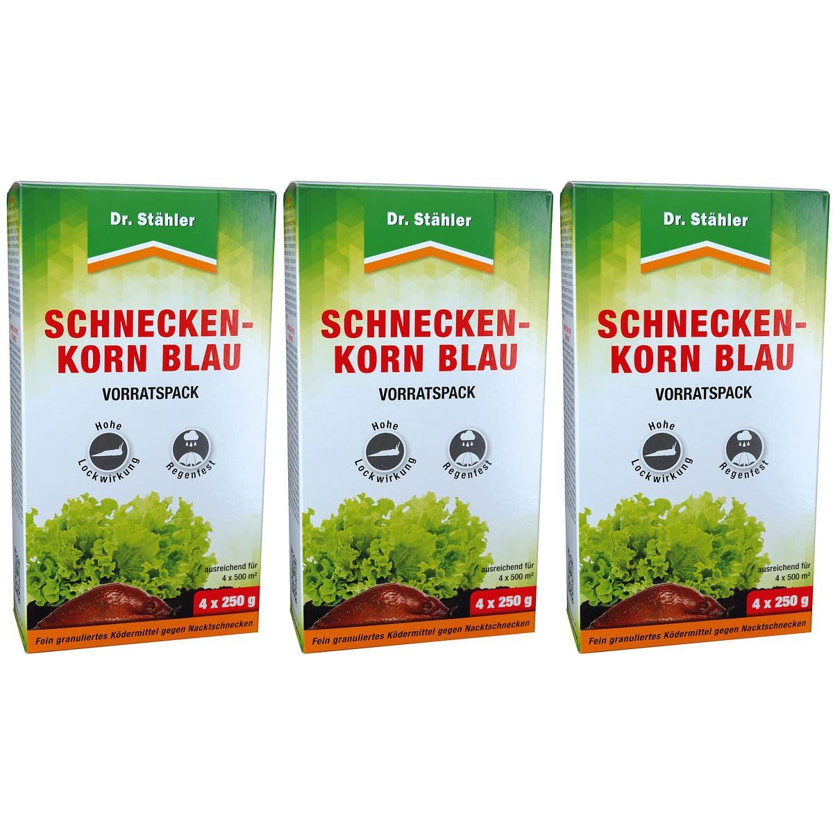 Dr. Stähler 3 x Schneckenkorn Blau Vorratspack - 4 x 250 g - Flora Sparpaket