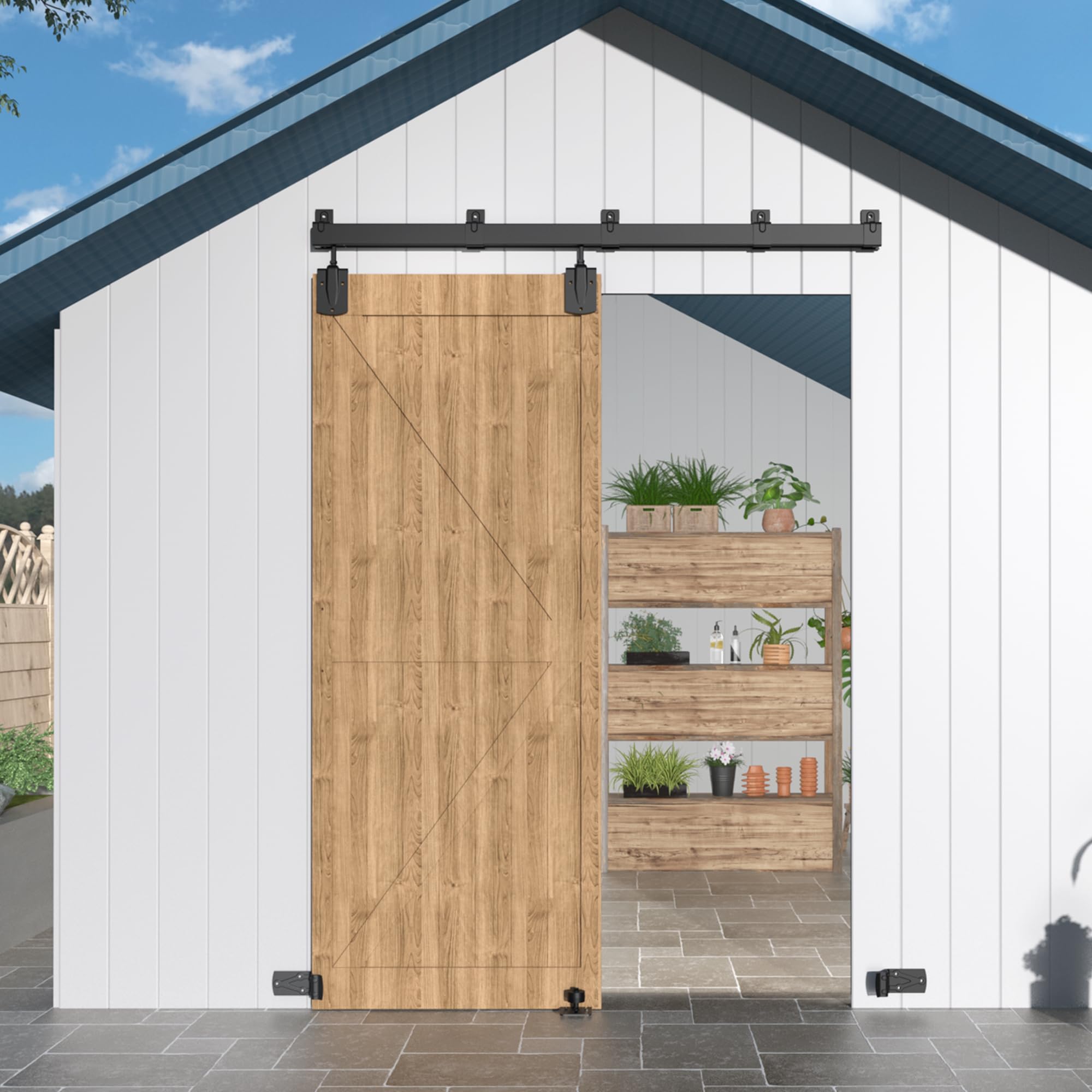 12FT Heavy Duty Exterior Barn Door Hardware Kit for 1 Door, Black — Amazon image 10
