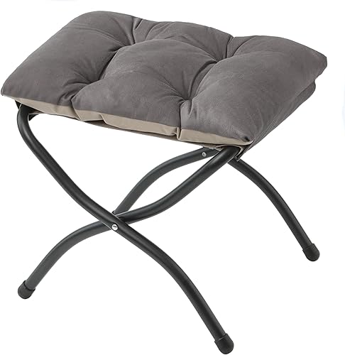 Miniatura 10 de Otomana plegable de 15 pulgadas de alto, taburete reposapiés plegable, taburete pequeño portátil para sofá, otomana plegable para sofá, otomanas
