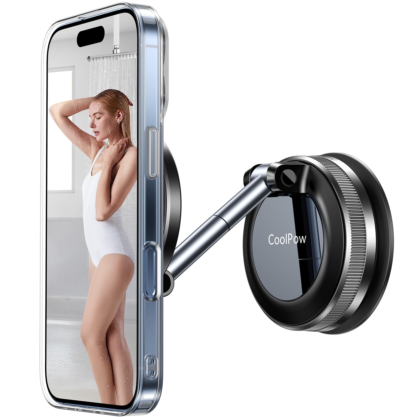 Coolpow for Magsafe Car Mount Vacuum Magnetic Phone Holder for Car 360 Rotatable Suction Cup Phone Mount for