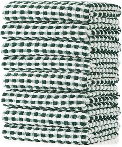 Miniatura 13 de SALAS Toallas de algodón para secar platos de cocina, toallas de rizo de celosía, paños de cocina altamente absorbentes con lazo para colgar, 16 x