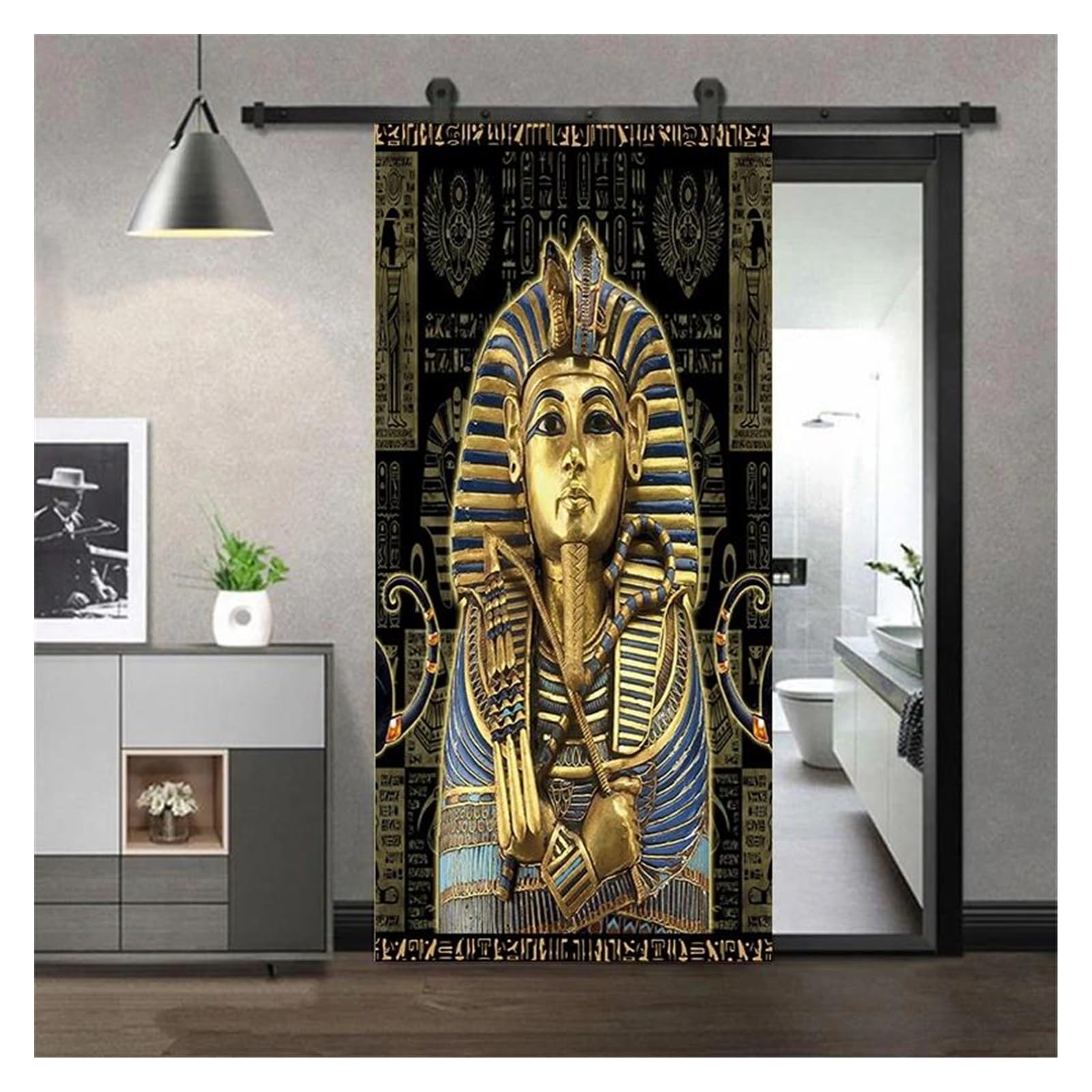 Décoration de la maison stickers muraux 3D pharaon égyptien étanche 95x215cm