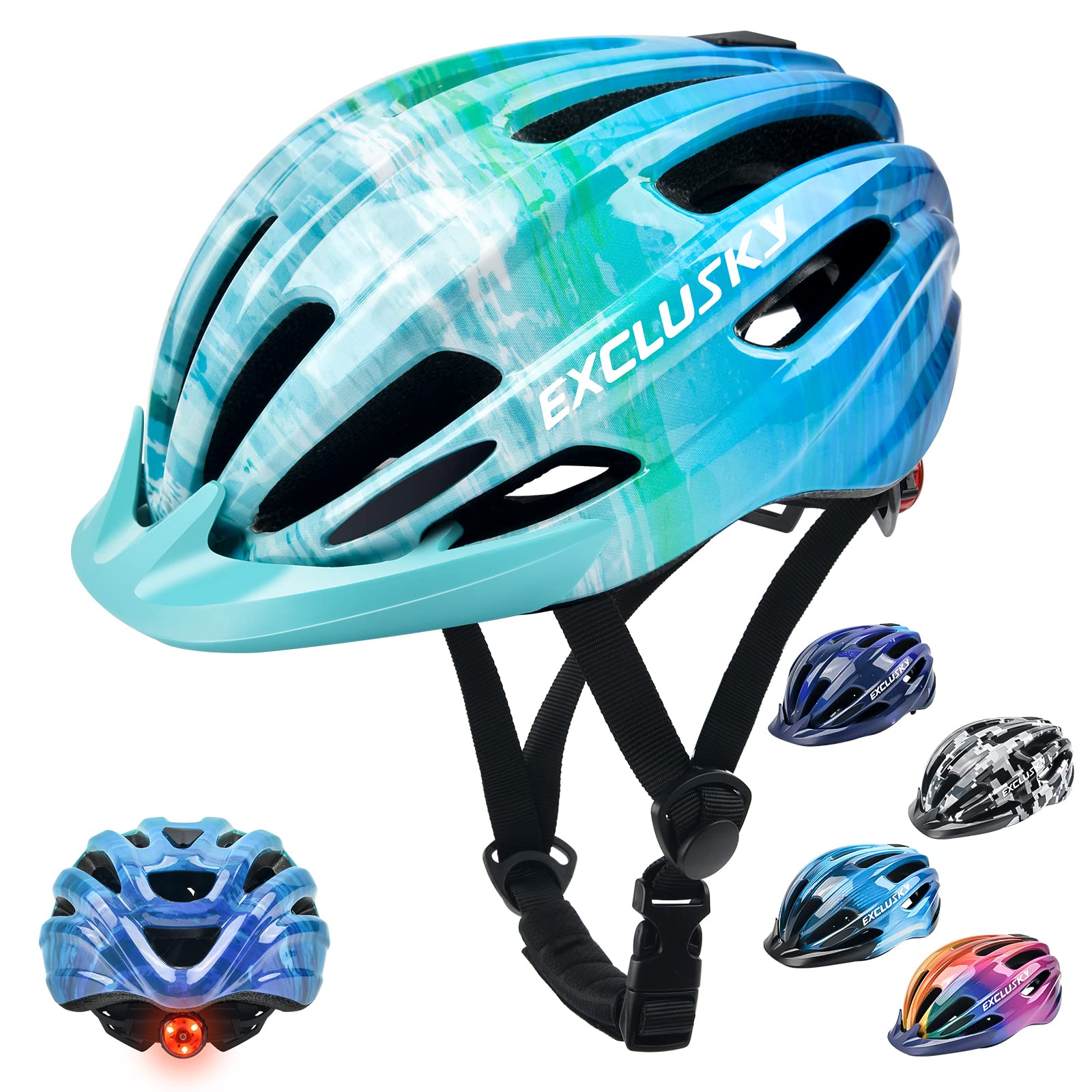 Kids Helmet Exclusky Bike Helmet for Kids Child Boys Girls Bicycle Helmet Age 5-13 Adjustable Cycle Helmet 50-57cm