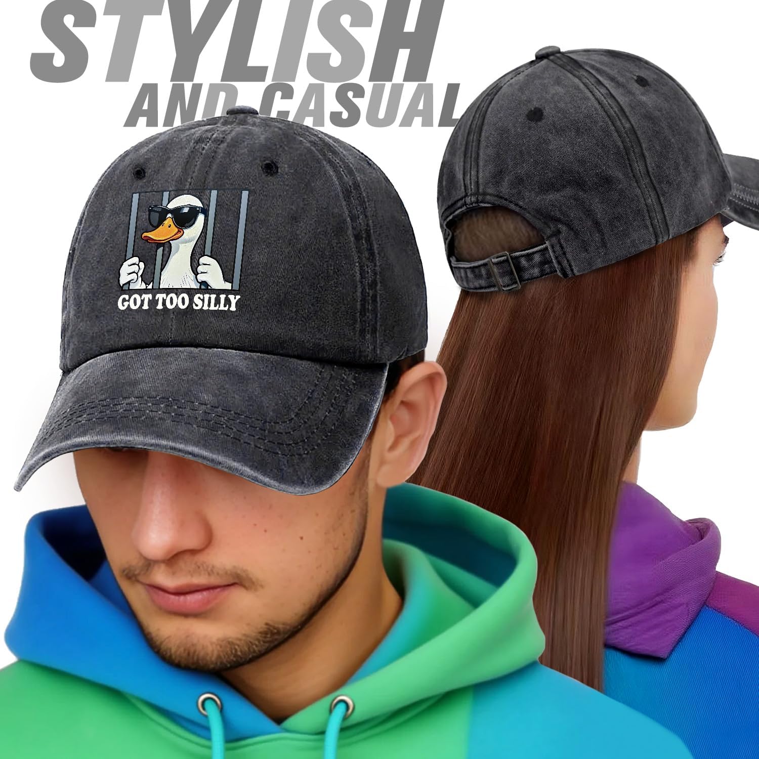 Got Too Silly Funny Retro Washed Cotton Baseball Golf Dad Cap, Adjustable Lightweight and Breathable Unisex Outdoor Goose Hat, Gifts for Men Women Moms Dads Grandpa Husband Friend Bestie Coworker - Image 4