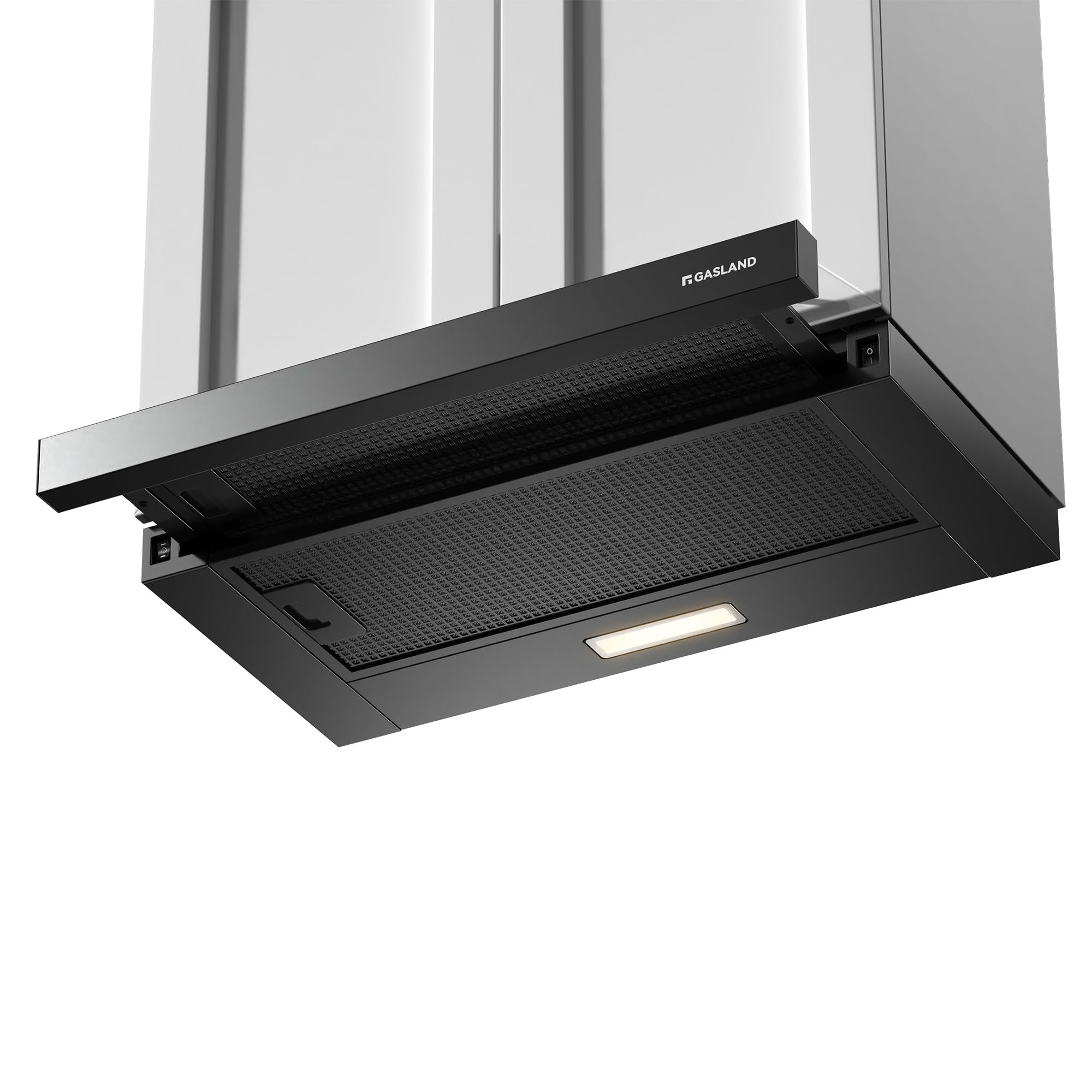 GASLAND BR60BP Campana Extractora 60 cm Umluft, Integrada, 335 m³/h, Campana Extractora de Aire Plana Negra, Filtro de Carbón Activado CF132