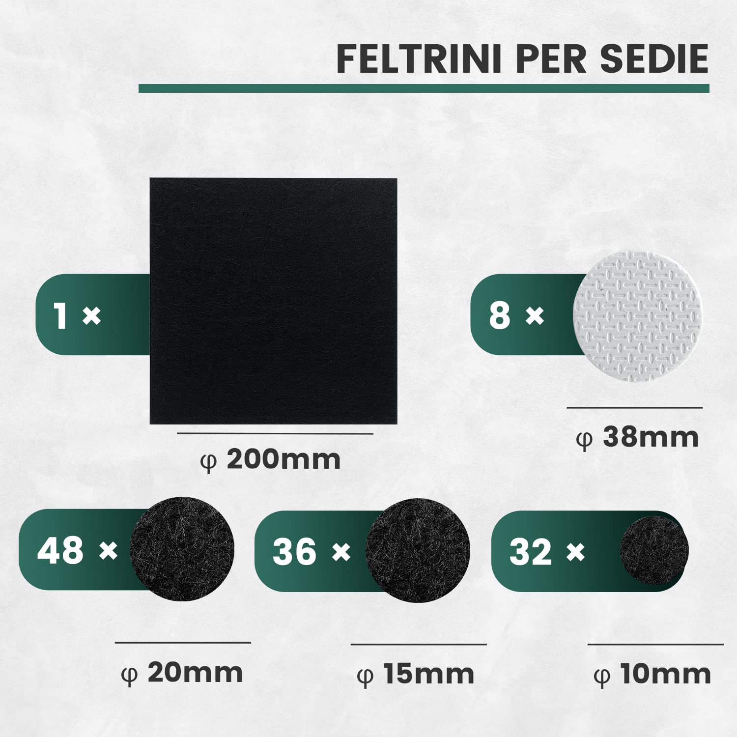Set Di 60 Feltrini Adesivi Per Mobili - Antiscivolo, 3mm Spessore, Per Sedie E Tavoli - Foto 6