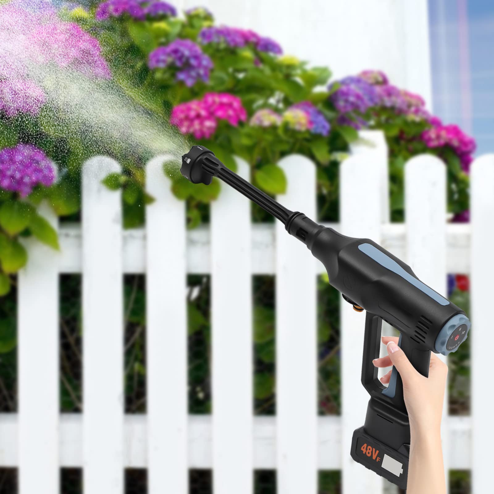 Limpiador de alta presión inalámbrico, 350 W, 36 V, batería para coche y jardín, 330 rpm, limpiador de alta presión portátil con 2 motores, pistola de agua de alta presión portátil, máquina de