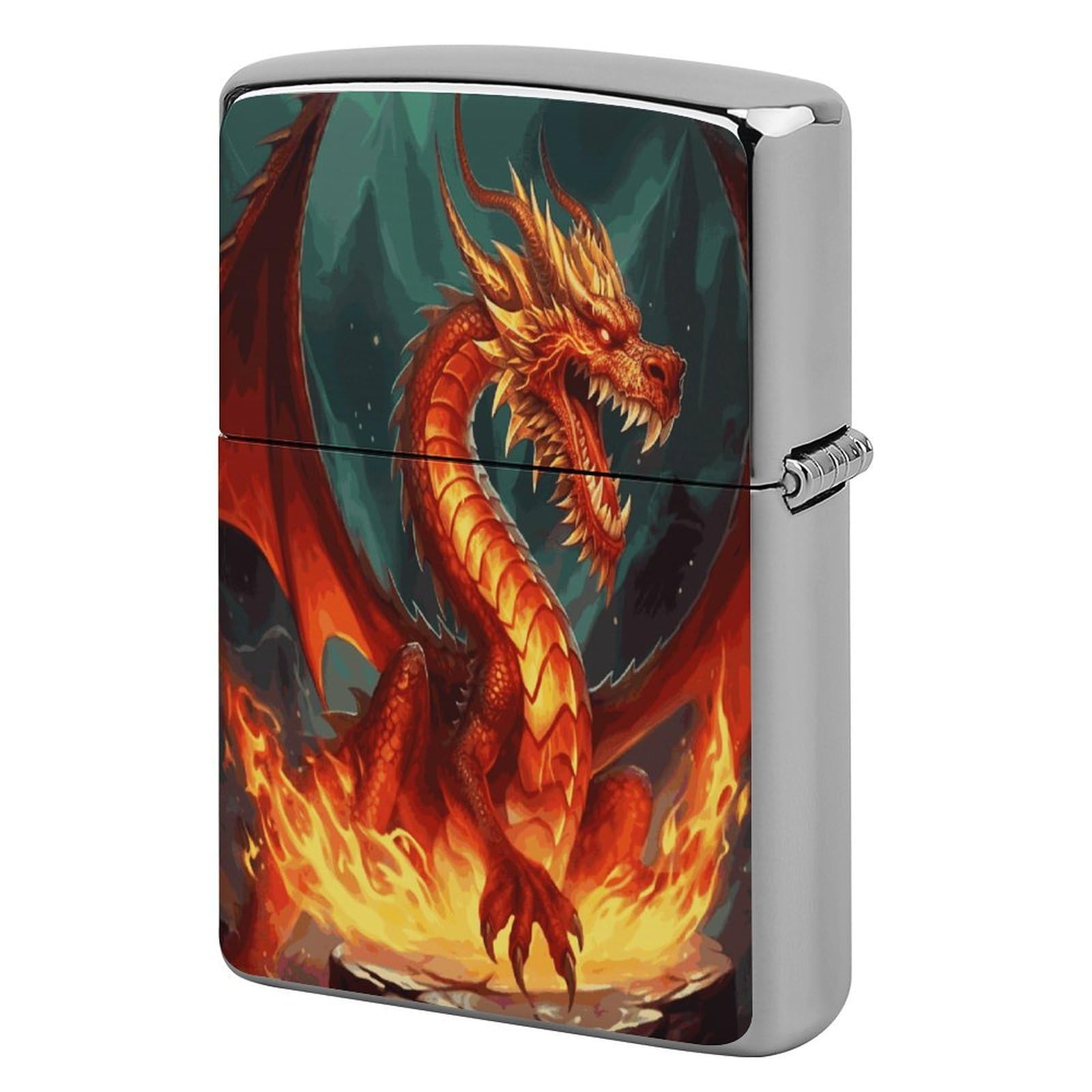 Fodpand Style Dragon King In Fire Metal Lighter Case Cover Lighter Sleeve