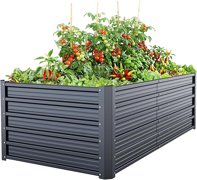 Ohuhu Ohuhu Metall Hochbeet Pflanzenbeet 180x90x60 cm, Hochbeete für Garten aus Robustes Stahlblech, Rostgeschützt &amp; Stabil, Ideal f — Hochbeete