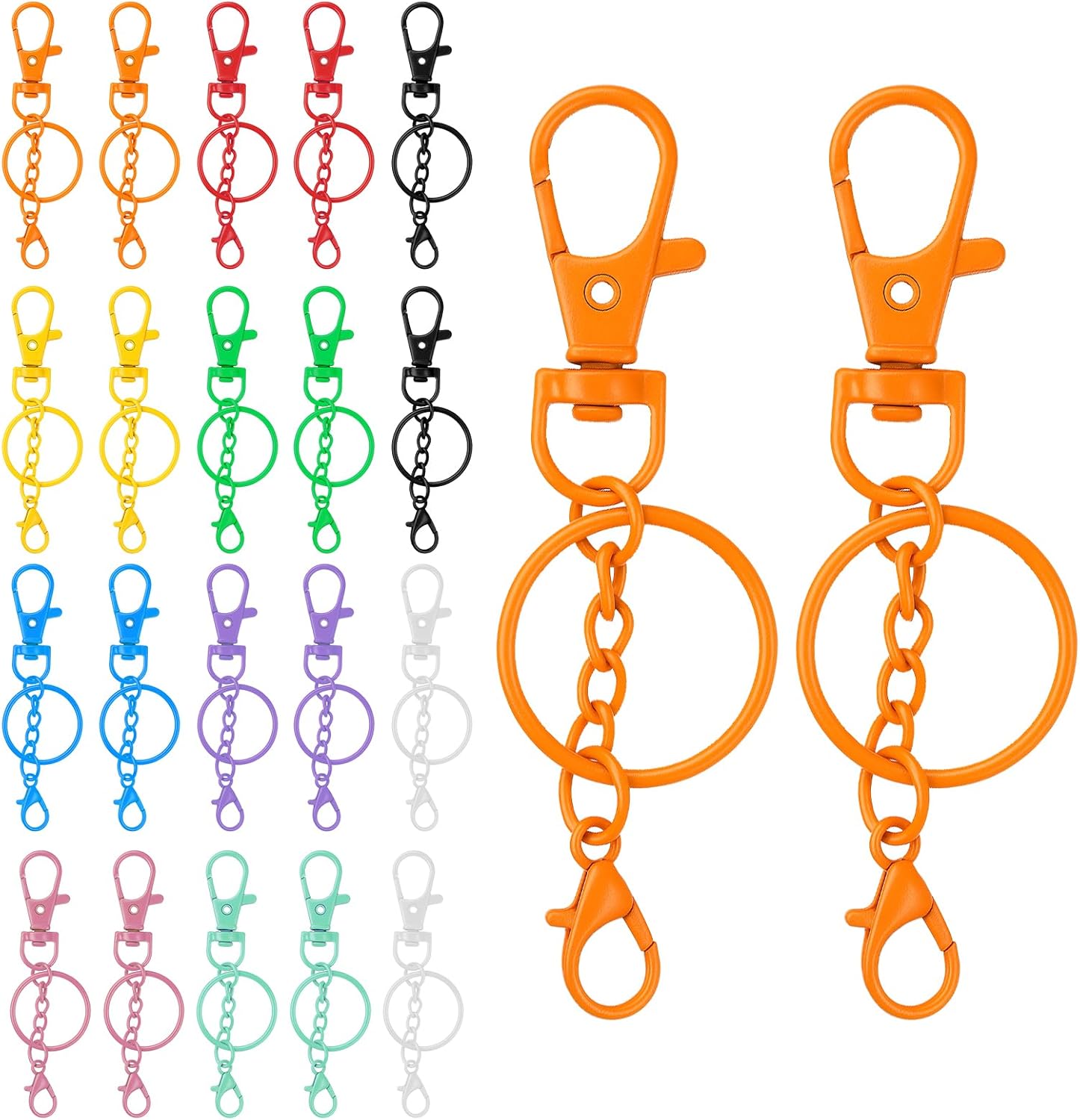 20 Pcs Colorful Swivel Snap Hook Metal Lobster Claw Clasps Keychain with Key Rings 10 Colors Key Chain Clip Hooks Lobster Clasp Swivel Clips for Keychain DIY Crafts Jewelry Making