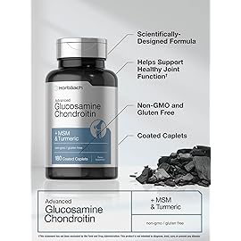 Horbach Glucosamine Chondroitin | Plus MSM & Turmeric | 180 Coated Caplets | Non-GMO, Gluten Free Supplement