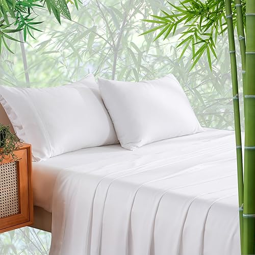 Bedlifes Sábanas de bambú 100% orgánico, tamaño Queen, rayón derivado de bambú, sábanas refrescantes de 400 hilos para personas que duermen con