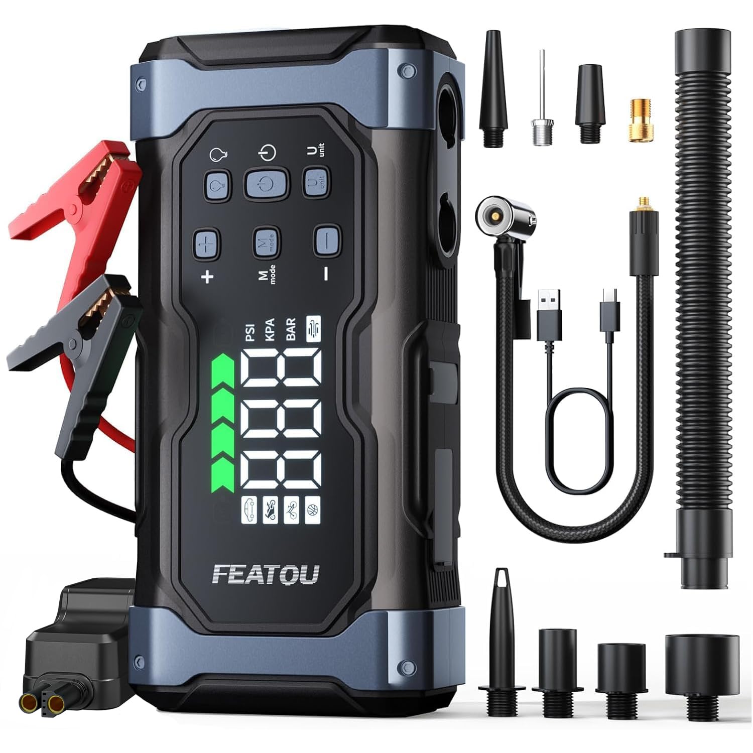 Amazon.com: High-Power 9000A Jump Starter with Air Compressor, 12V