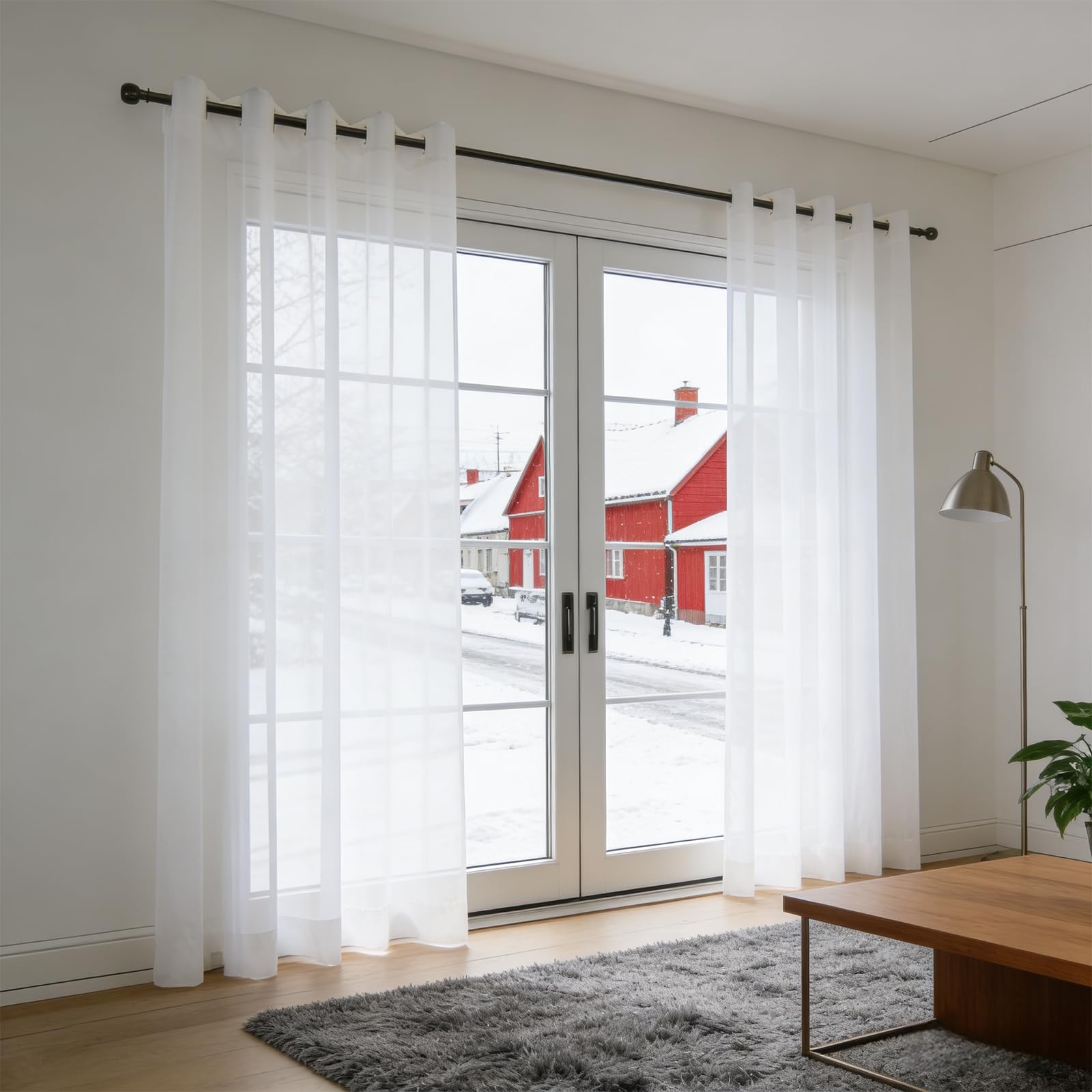Firanka Z Woalu 137 x 230 cm Półprzezroczysty, Imitacja Lnu, Przelotka, Lekki, Przewiewny, Zwiewne Zasłony Filtrujące Światło Do Salonu Sypialni Drzwi Balkonowych, Biały