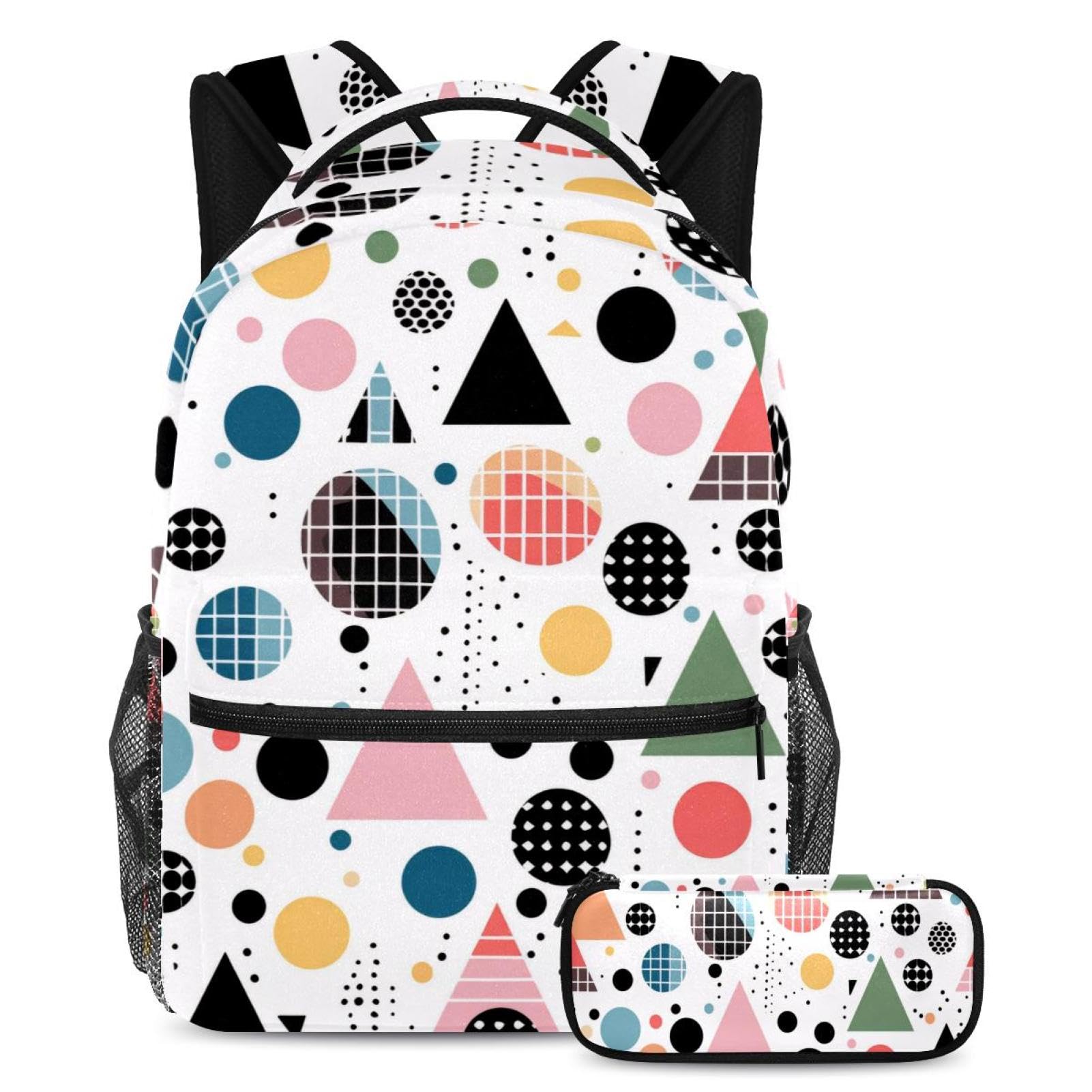 Sac à dos géométrique abstrait multicolore grand format pour élève - 7
