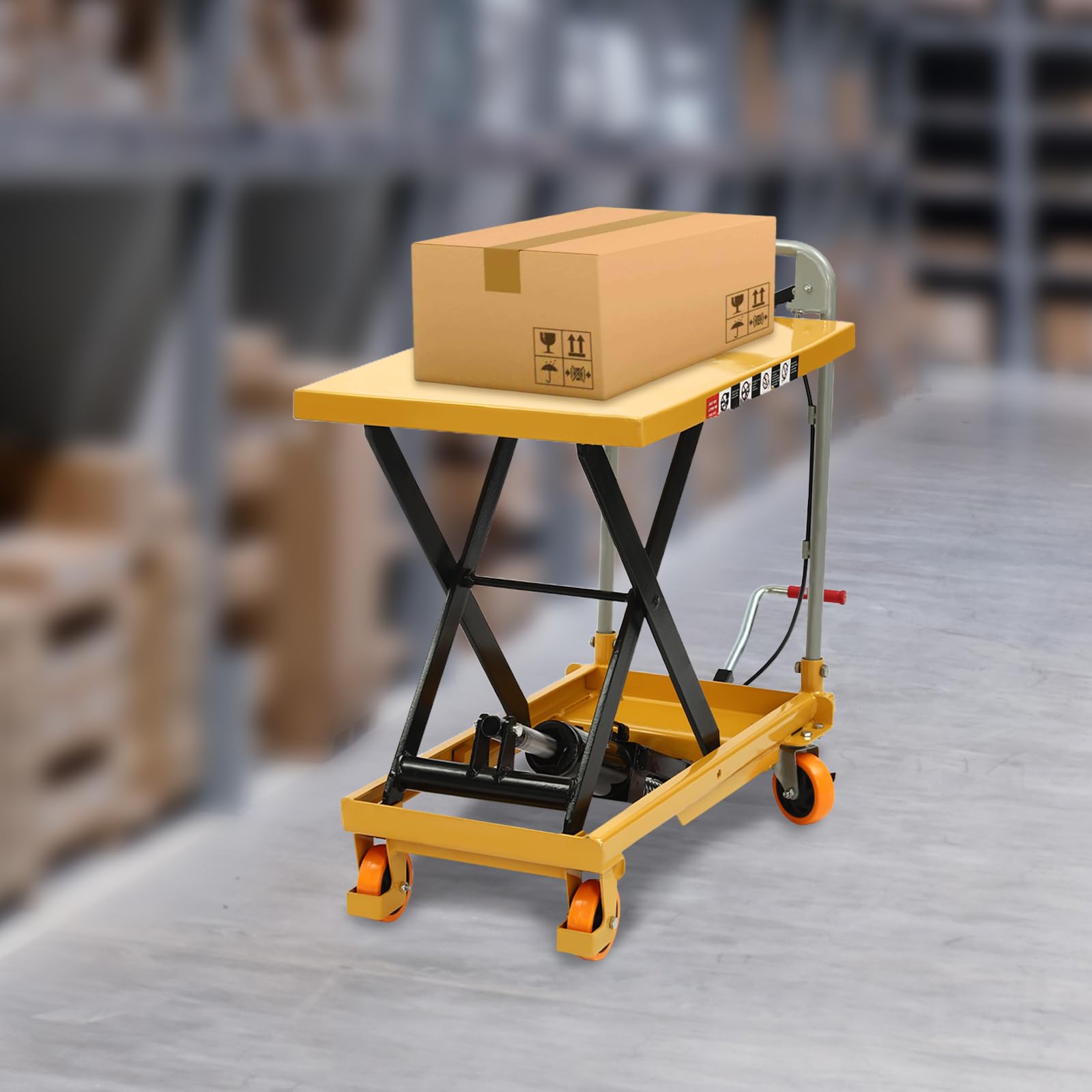 Carrello idraulico a forbice da 226,8 kg per trasporto di materiali, cuscinetti e officina con ruote in PU bloccabili, facilita il sollevamento e lo spostamento di carichi pesanti