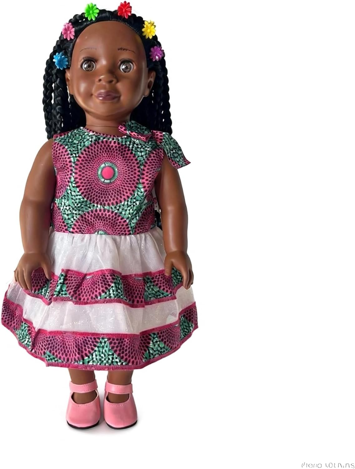 African American Black Girl Dolls - 18 Inch Black Dolls with Curly Afro Hair, Black Brown Doll with Ballerina Dress as for Girls (Super Girl)