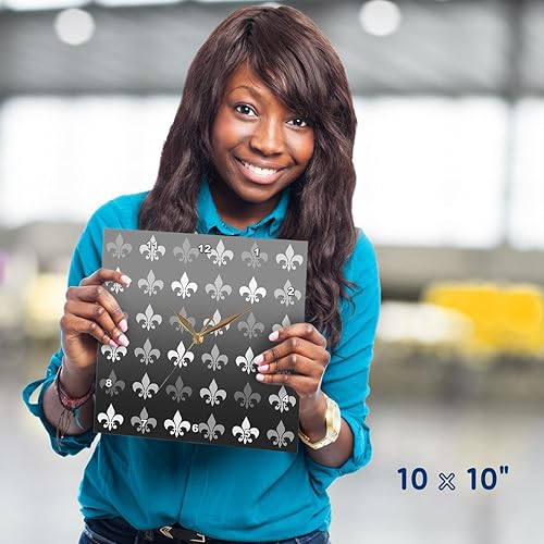 Miniatura 6 de 3dRose DPP_59112_1 - Reloj de pared con diseño de flor de Lis, 10.0 x 10.0 in, color blanco y negro