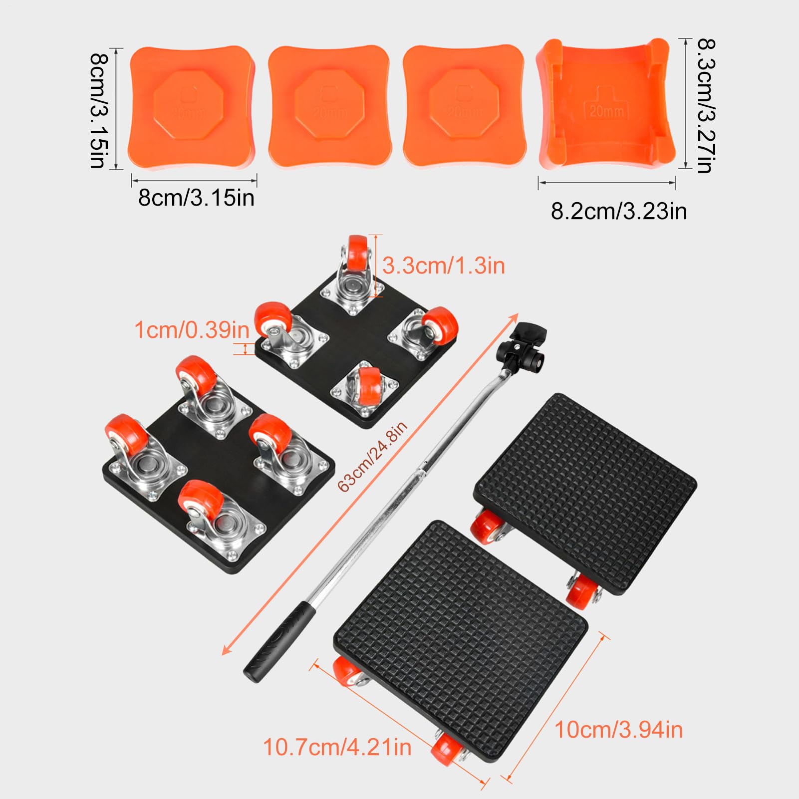 Podkładki Do Mebli Na Kółkach z Kołami i Ślizgaczami Antypoślizgowymi