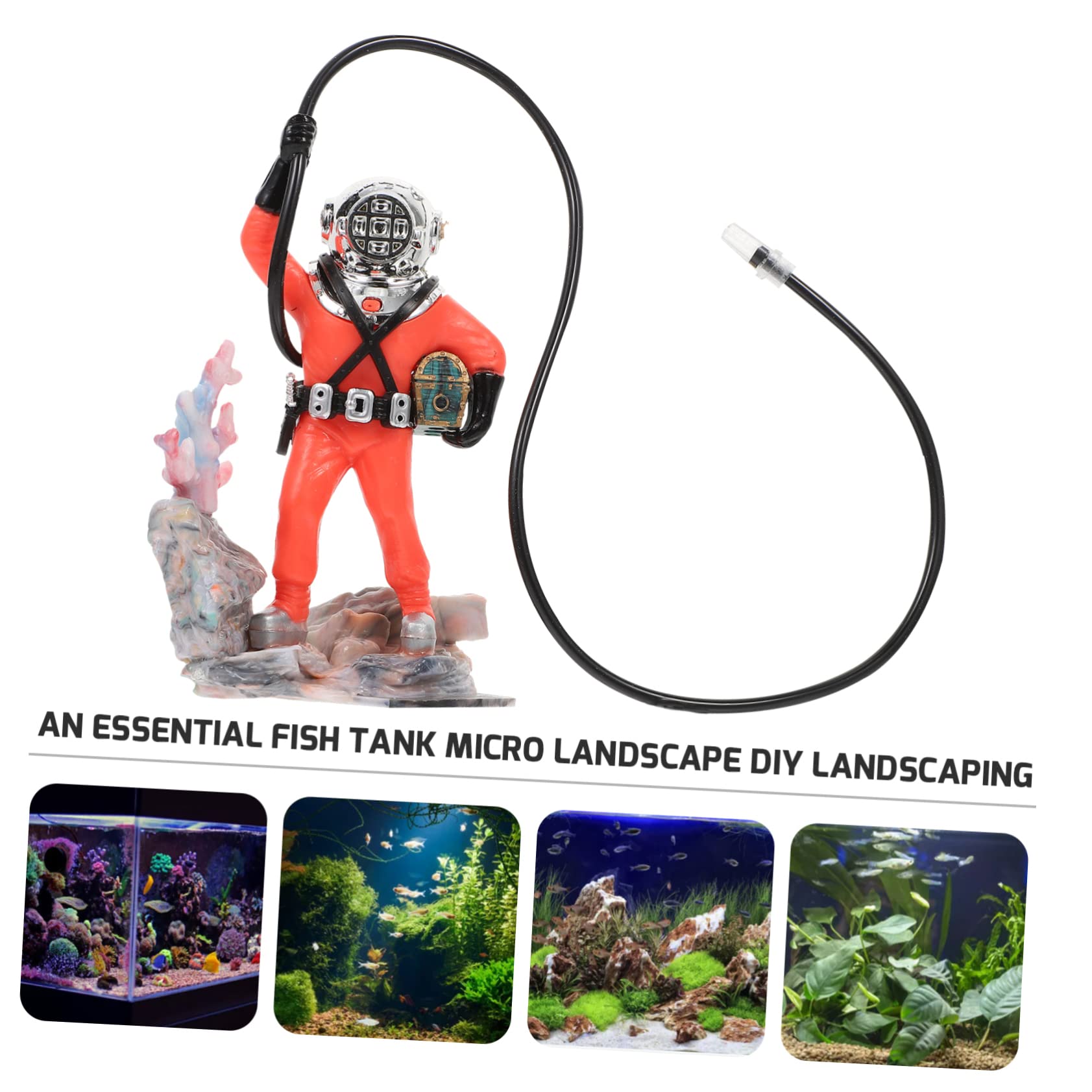 Toddmomy 3piezas Adorno De Acuario Buzo Flotante y Cofre del Decoración De Pecera para Acuarios De Agua Dulce y Salada Accesorio De Pintado Mano Resistente y Duradero