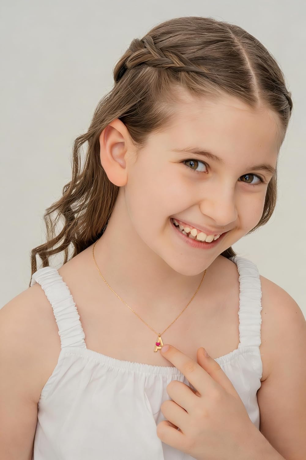 Valentines Day Gifts for Kids Teen Girls Initial Necklace for Women Dainty Pink Heart A-Z Initial Letter Gold Necklace Trendy Stuff Birthday Gift 16+2 inches - Image 2