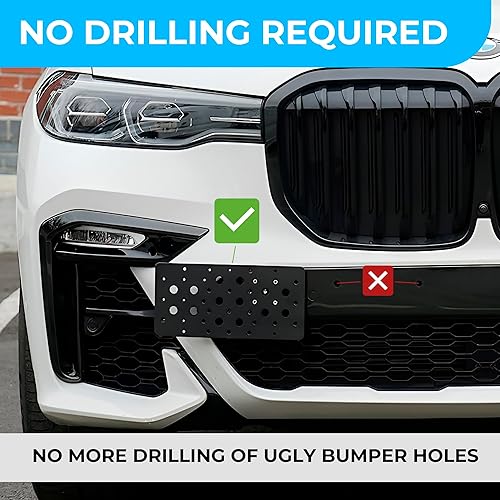 Miniatura 5 de Soporte de montaje para placa de matrícula con gancho de remolque para parachoques delantero BMW X7 M y M 2023-2024, juego de soportes de placa con