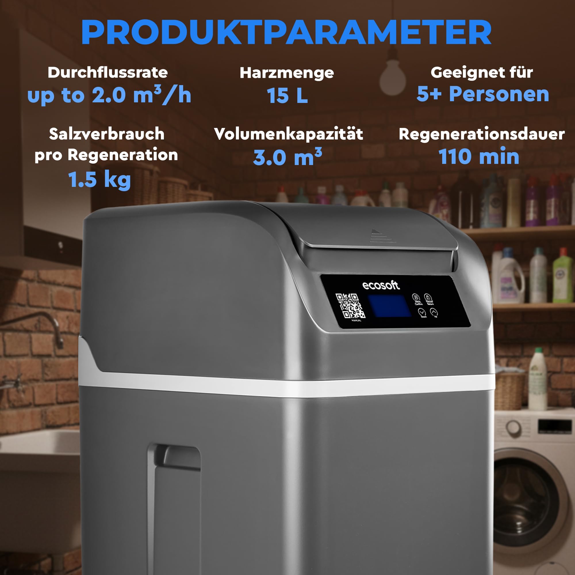 Ecosoft CUBE 150 Kompakter Wasserenthärter für Haushalte bis 4 Personen