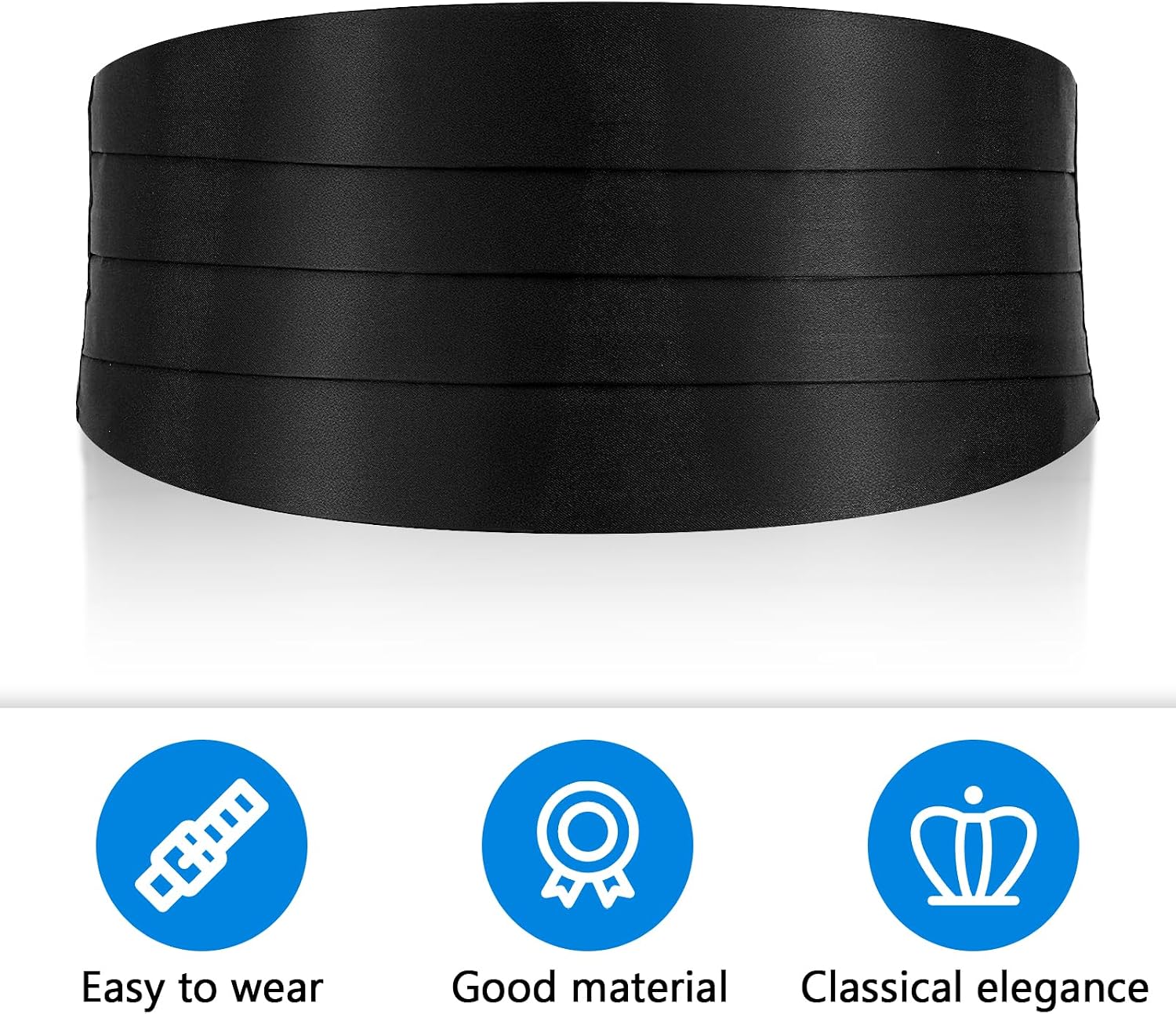 Men's Solid Color Cummerbund Formal Satin Adjustable Cummerbund Black Tuxedo Cumberbund Adjustable Satin Black Cumberbund for Formal Events Proms Wedding Special Occassions