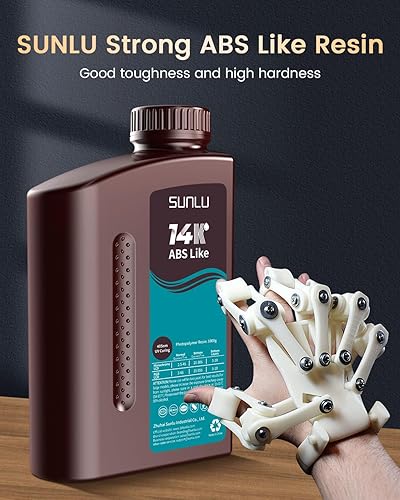 Vista 71 de SUNLU Resina ABS de 70.55 oz para impresora 3D, fotopolímero de curado UV de 405 nm, resina 3D rápida para impresoras 3D LCD/DLP/SLA de 2K 4K 6K 8K