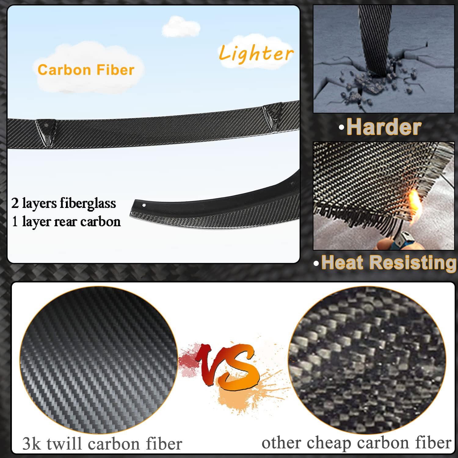 MCARCAR KIT Carbon Fiber Front Lip for BMW 3 Series G20 M Sport 2019-2022 320i 330i M340i Front Bumper Lip Chin Spoiler Splitter Protector Factory Outlet