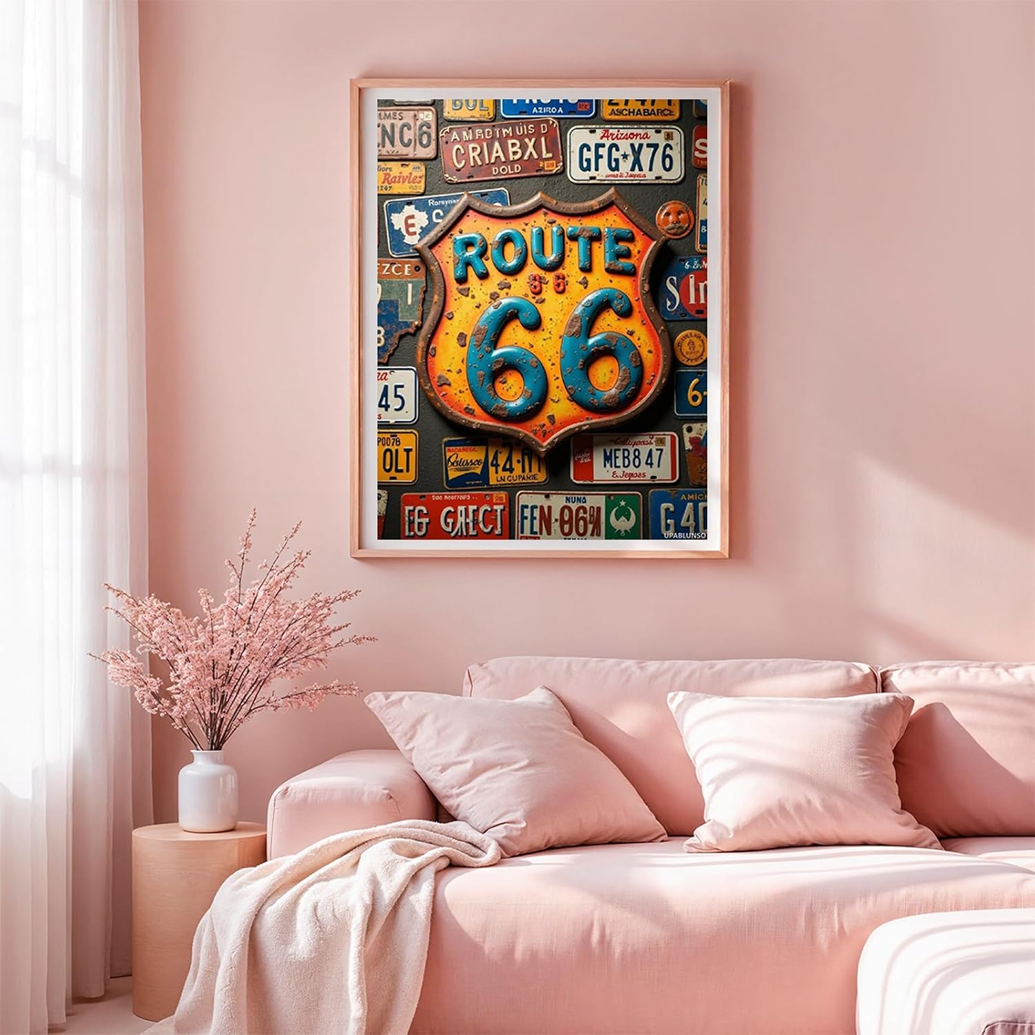 UPABLUNSO Diamond Art Kits for Adults Vintage Route Sign License Plates Diamond Painting Kits for Adults Beginner, Frameless Diamond Painting Kit for Home Wall Decor 12"x16"